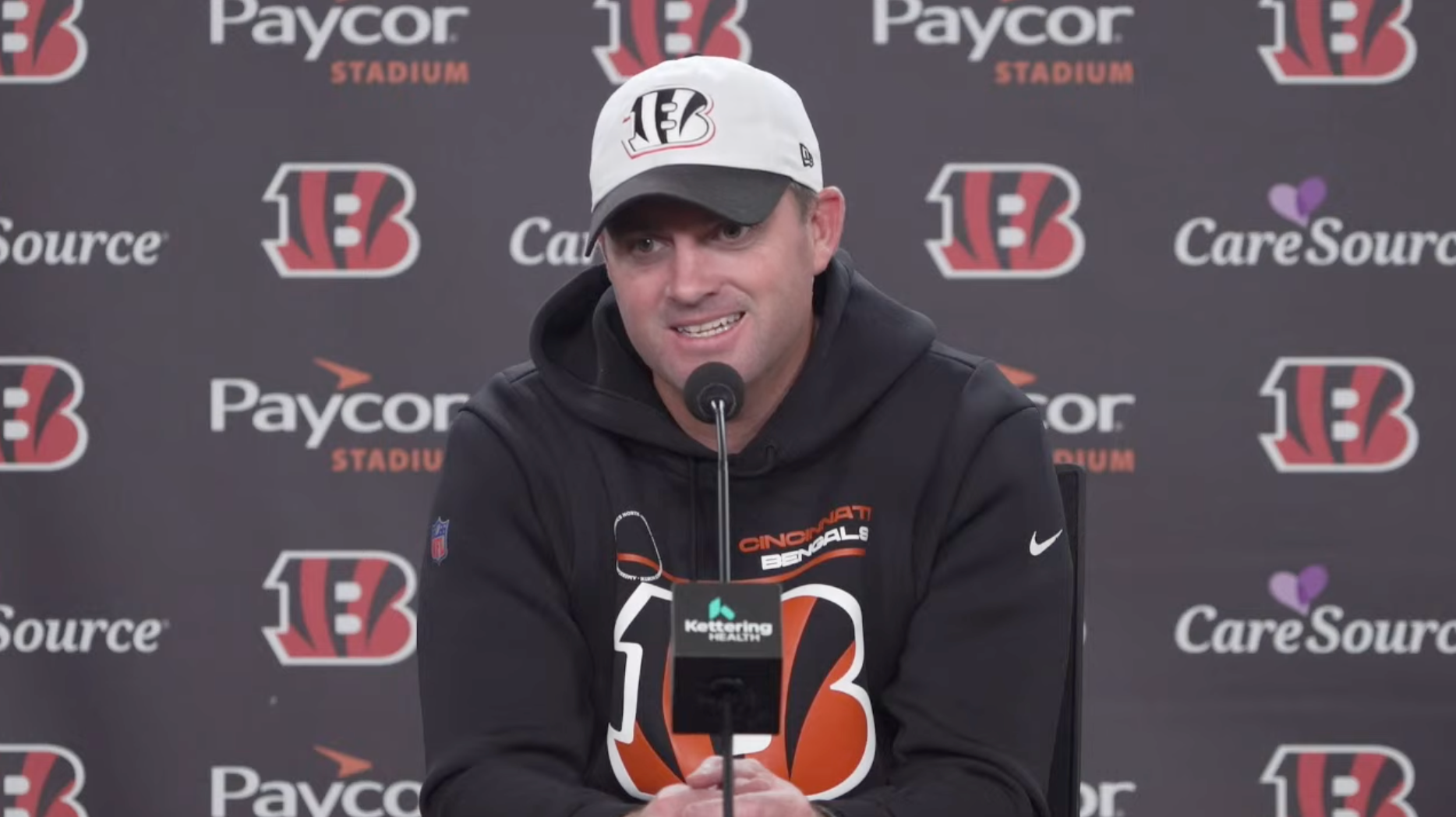 Cincinnati Bengals head coach Zac Taylor speaks to reporters on Monday, November 25, 2024.