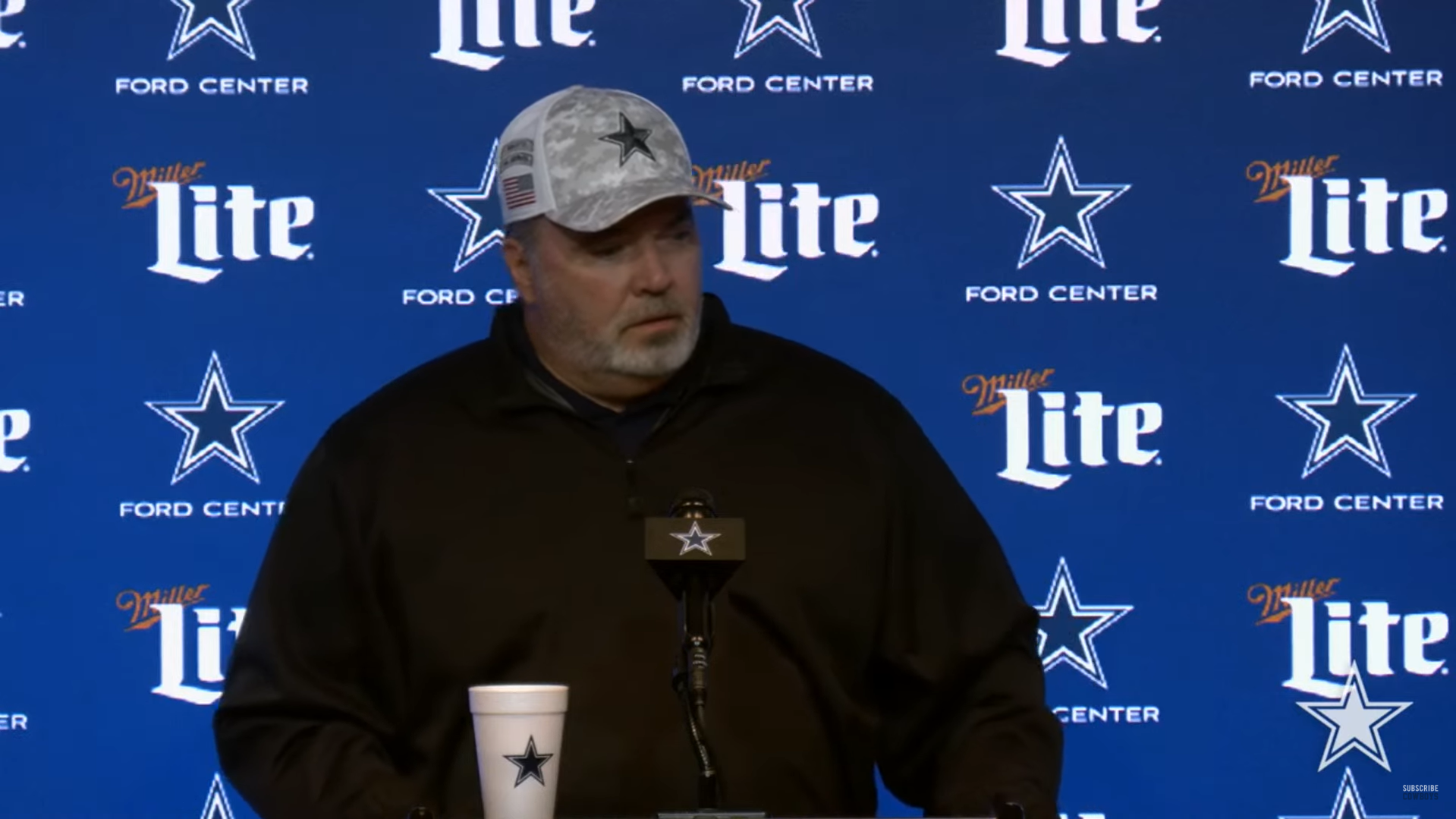 Dallas Cowboys HC Mike McCarthy talks to reporters ahead of Week 13 vs. New York Giants.