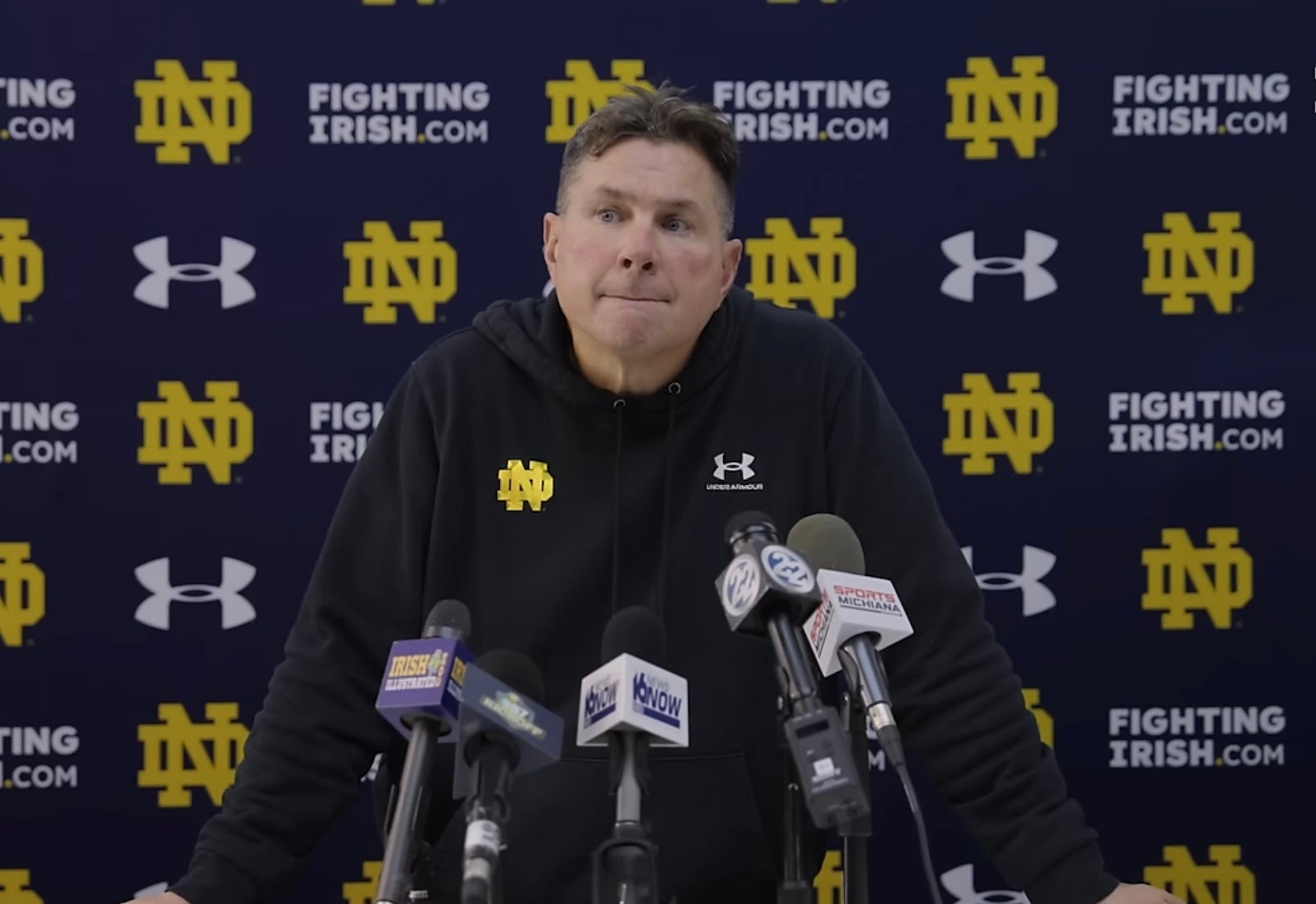 Notre Dame defensive coordinator Al Golden addresses the media on Monday