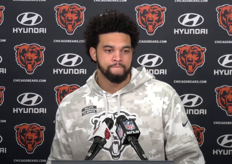 Caleb Williams addresses the media following Tuesday's walk through practice.