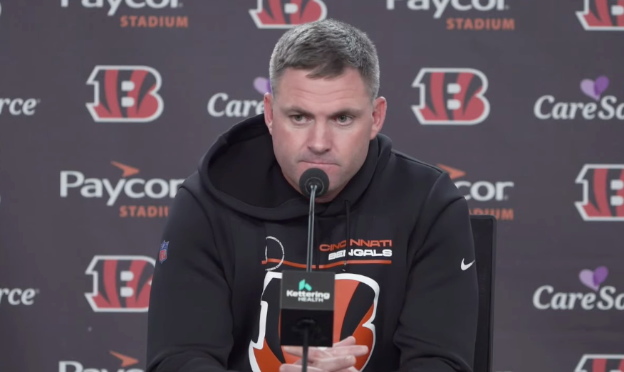Cincinnati Bengals head coach Zac Taylor talks to reporters prior to practice on Wednesday, November 27, 2024.