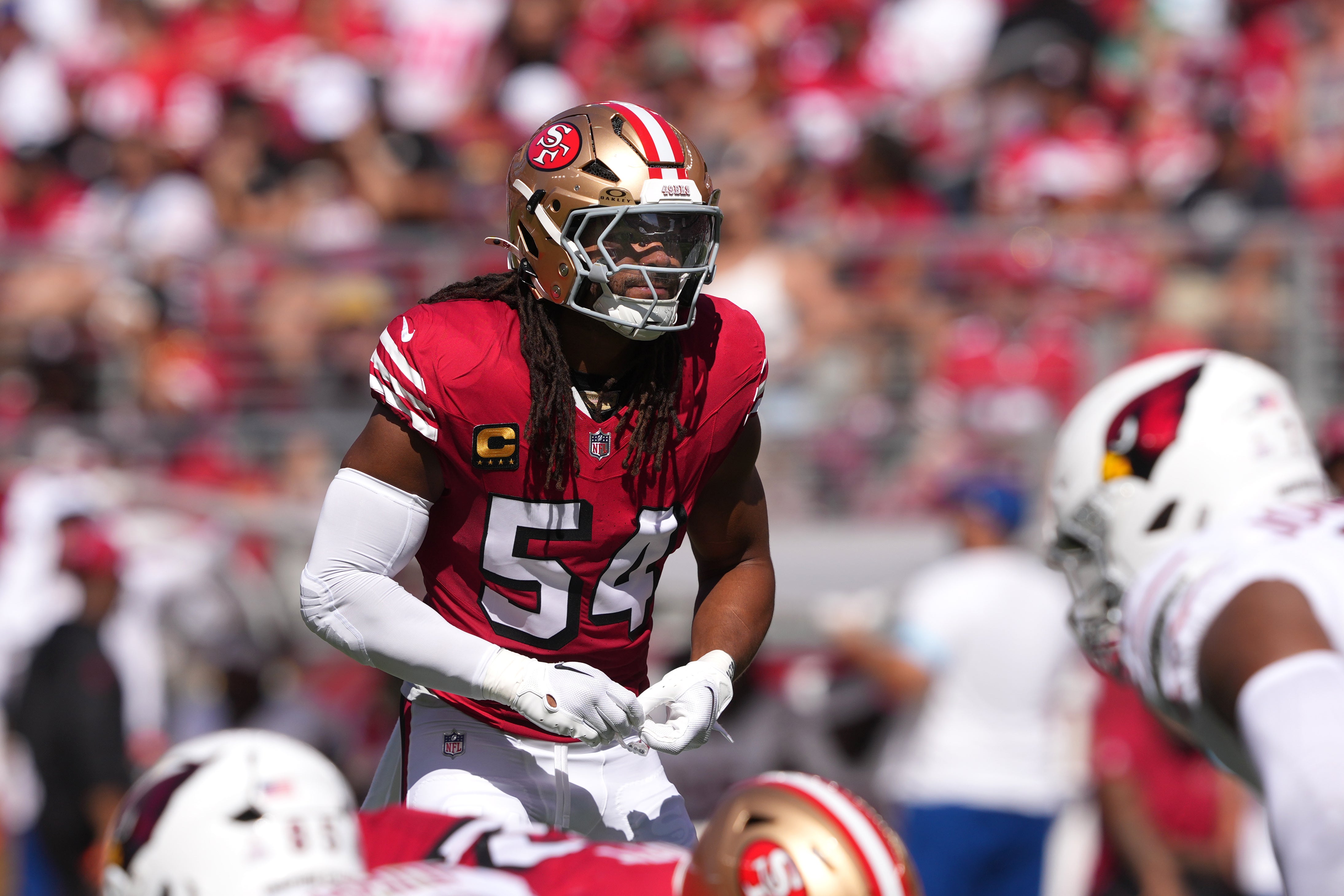 San Francisco 49ers linebacker Fred Warner (54) during the first quarter against the Arizona Cardinals at Levi's Stadium.