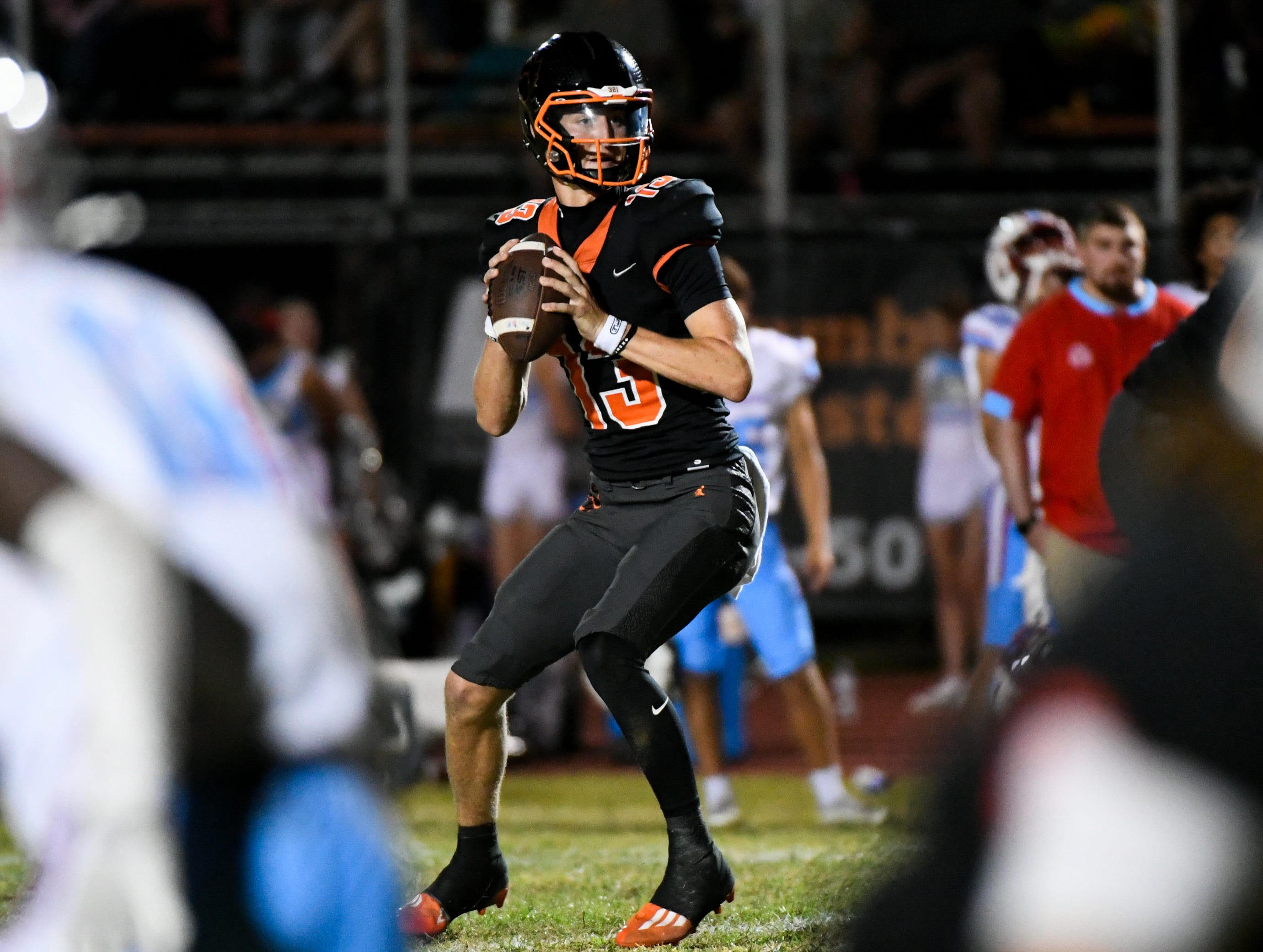 Brady Hart of Cocoa Tigers passes against Rockledge in the annual Barbecue Bowl Friday, November 1, 2024. Craig Bailey/FLORIDA TODAY via USA TODAY NETWORK