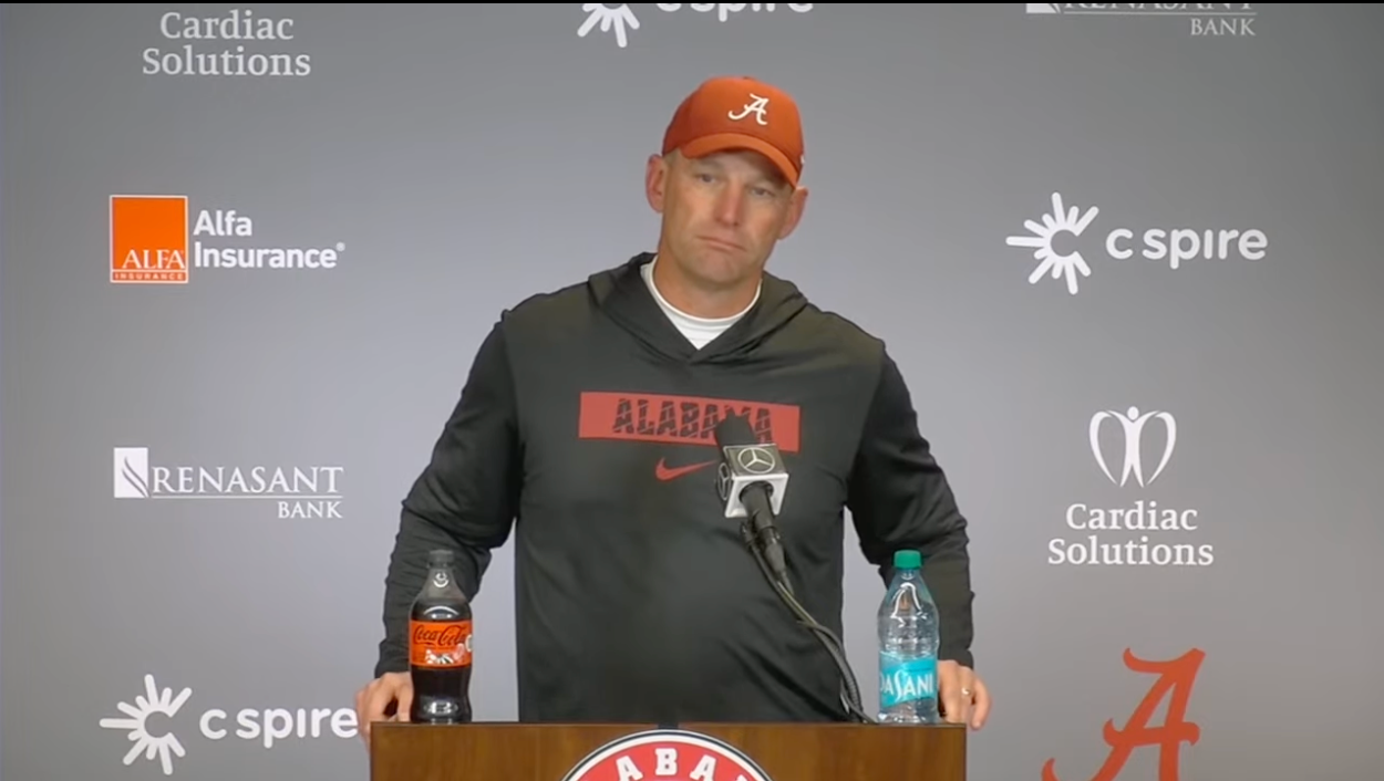 Alabama Crimson Tide HC Kalen DeBoer Addresses the media following 28-14 win over the Auburn Tigers in 2024 Iron Bowl, 11/30/24