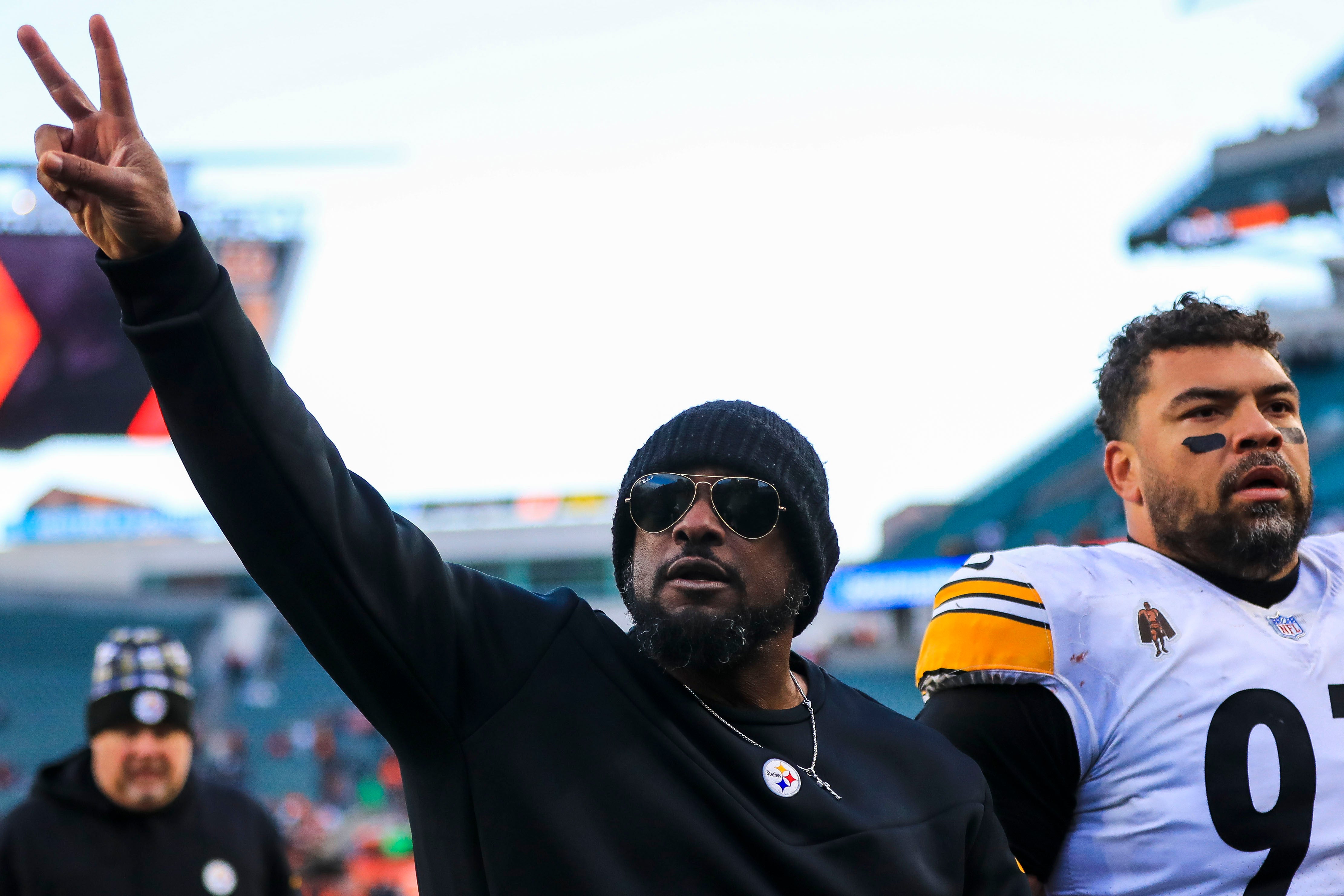 Dec 1, 2024; Cincinnati, Ohio, USA; Pittsburgh Steelers head coach Mike Tomlin walks off the field after the victory over the Cincinnati Bengals at Paycor Stadium.