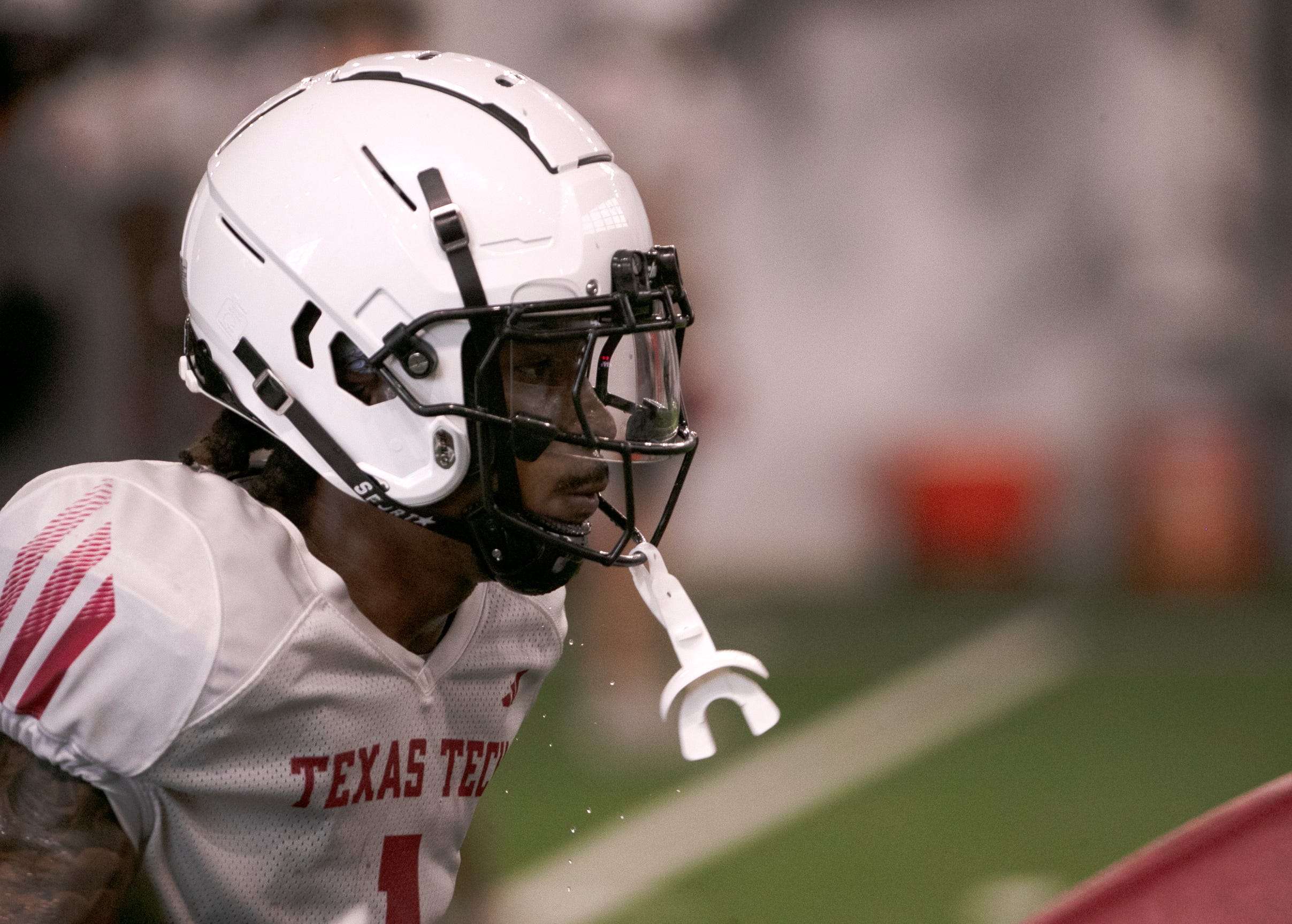 Texas Tech wide receiver Micah Hudson does a drill during football practice, Wednesday, Aug. 14, 2024, at the Sports Performance Center.