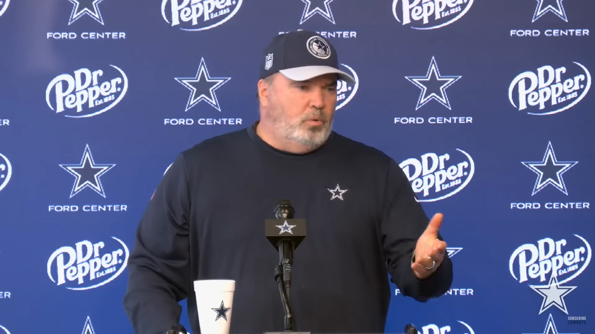 Dallas Cowboys HC Mike McCarthy talks to reporters ahead of Week 14.