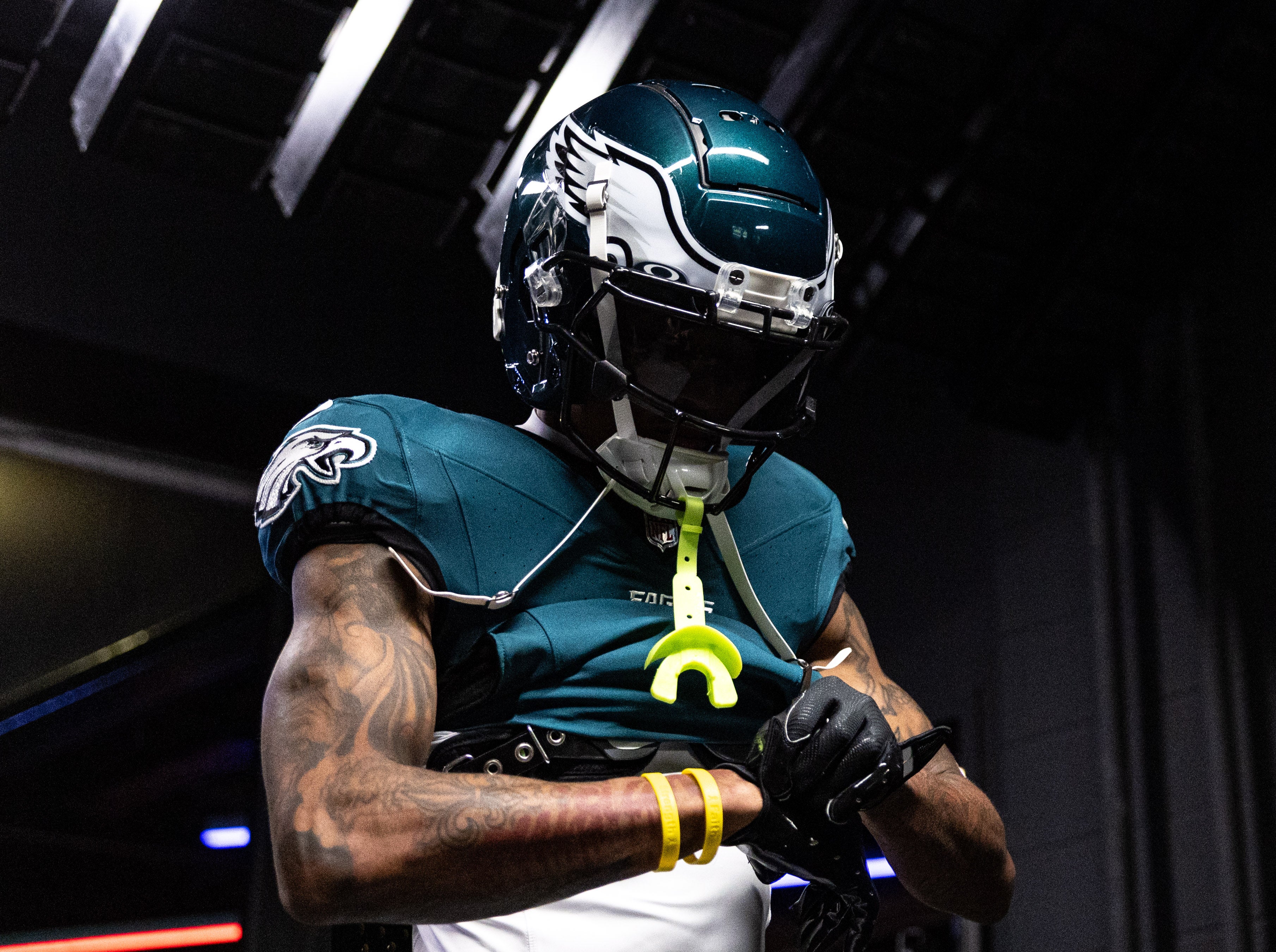Philadelphia Eagles wide receiver DeVonta Smith walks out of the tunnel before action against the Washington Commanders at Lincoln Financial Field.