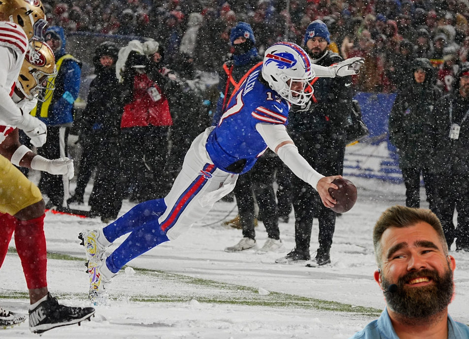 Jason Kelce speaks about Josh Allen's lateral touchdown on his New Heights podcast with Travis Kelce.