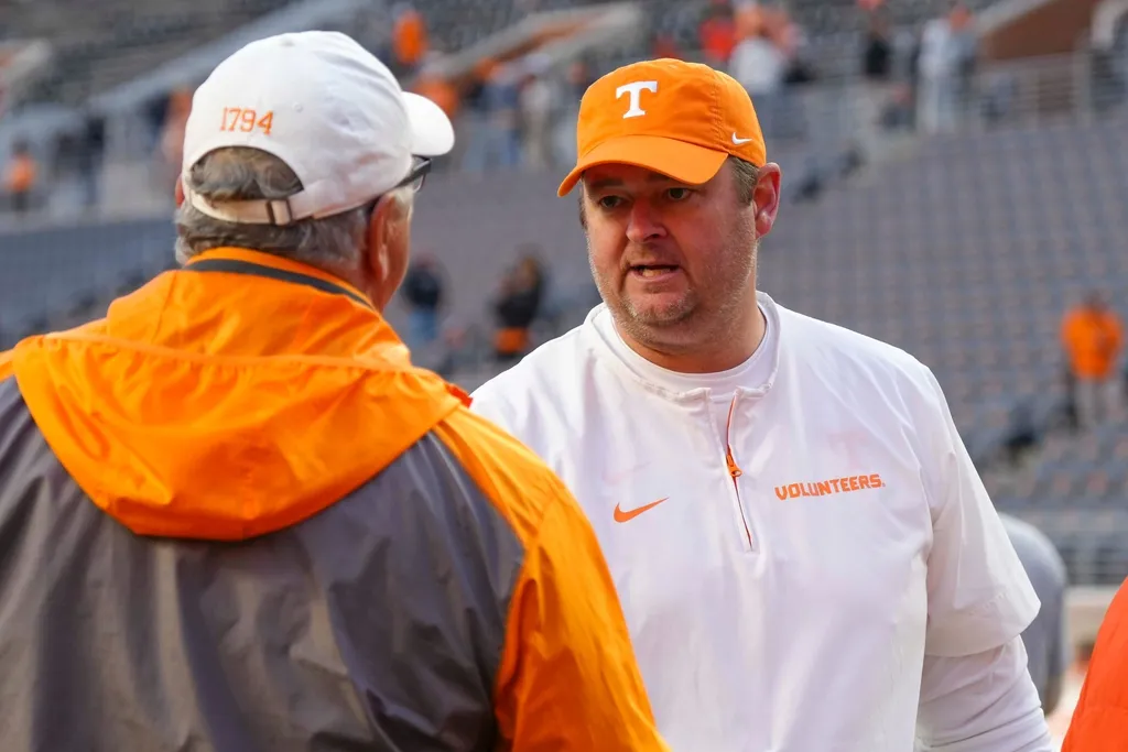 Tennessee head coach Josh Heupel during a NCAA football game between Tennessee and UTEP in Neyland Stadium on Saturday, November 23, 2024