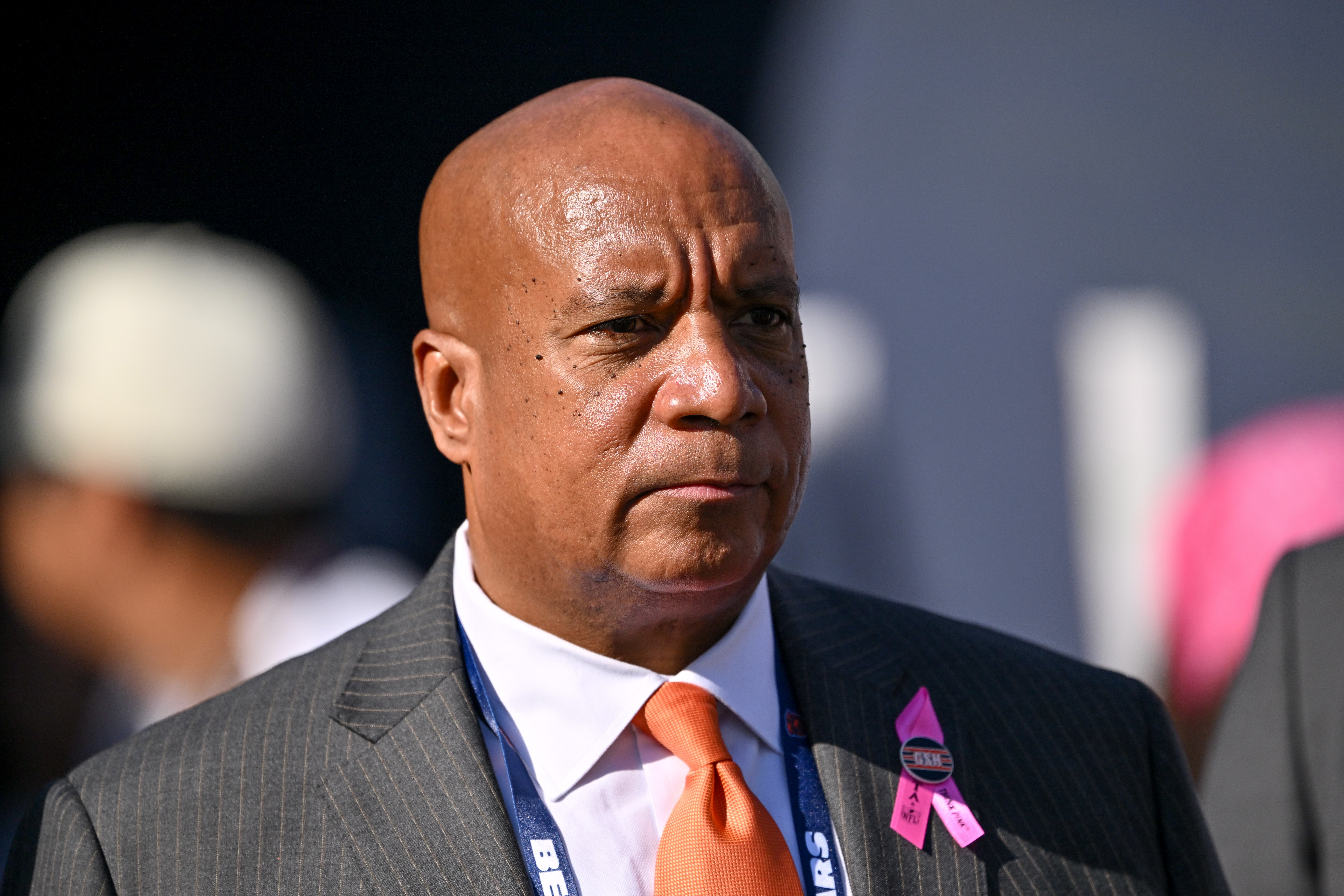 Oct 6, 2024; Chicago, Illinois, USA; Chicago Bears president Kevin Warren looks on against the Carolina Panthers during the fourth quarter at Soldier Field.