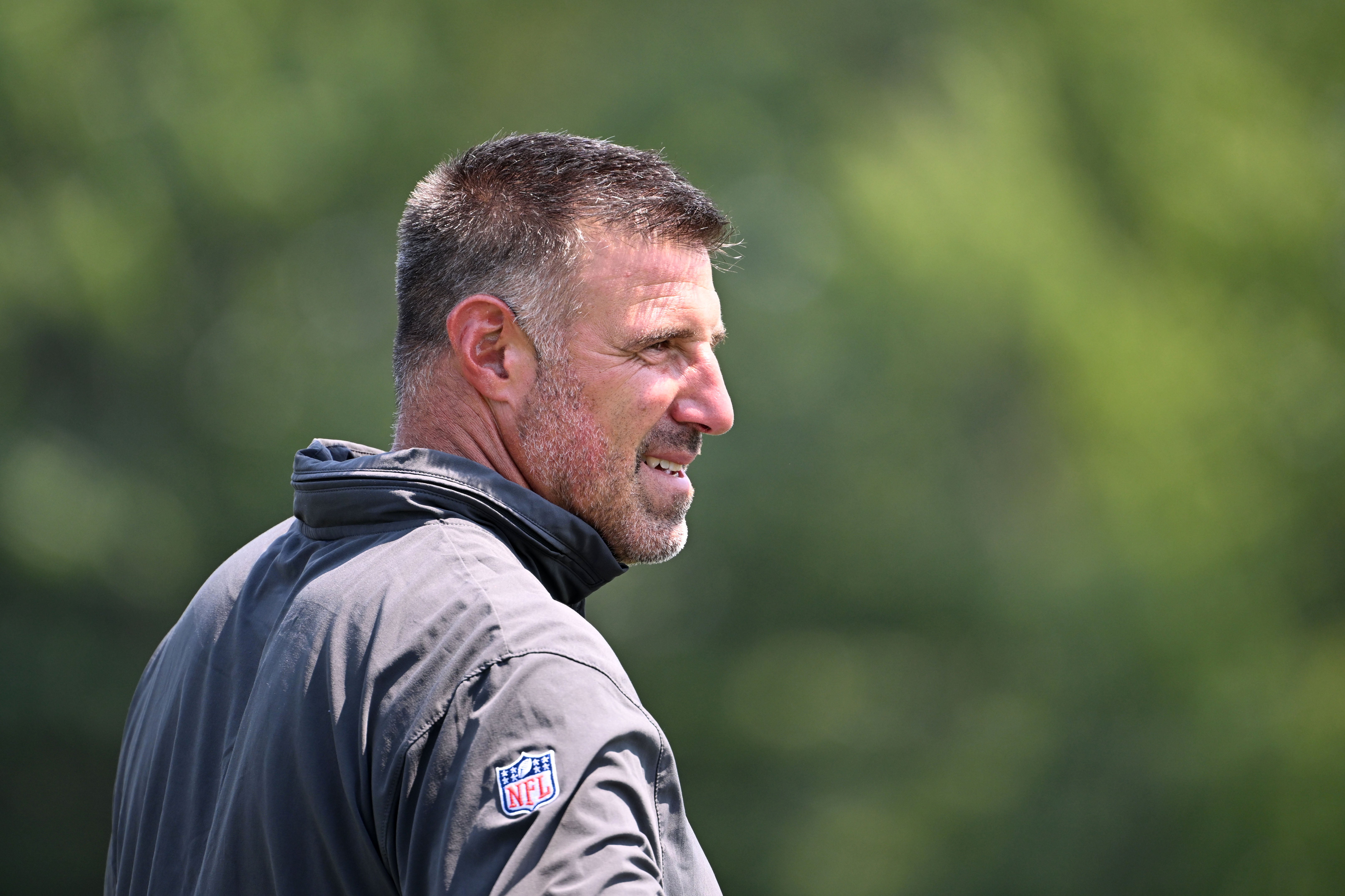 Aug 4, 2024; Cleveland Browns advisor Mike Vrabel during practice at the Browns training facility in Berea, Ohio.