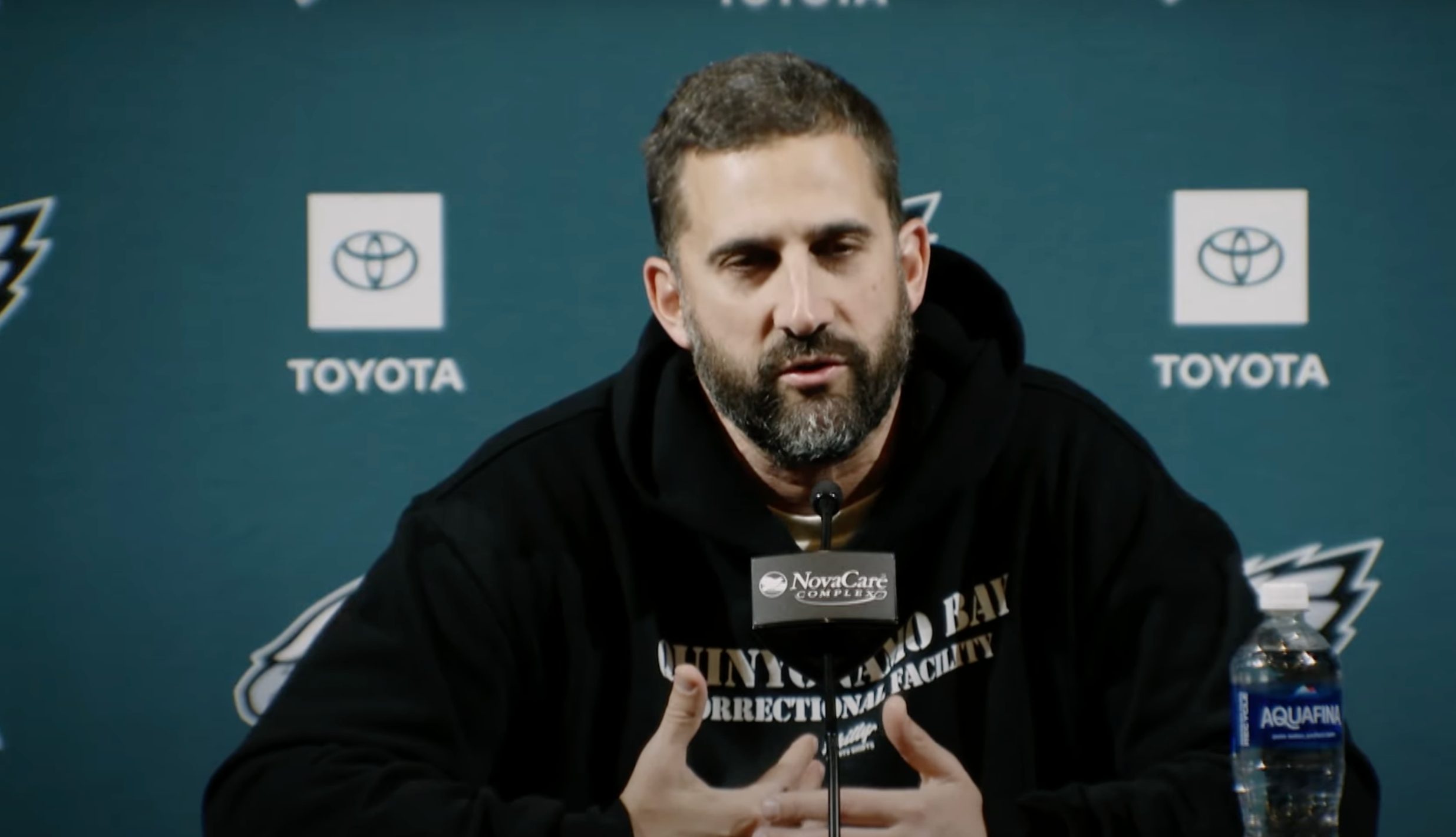 Philadelphia Eagles head coach Nick Sirianni speaks to the media ahead of Week 15 vs Steelers