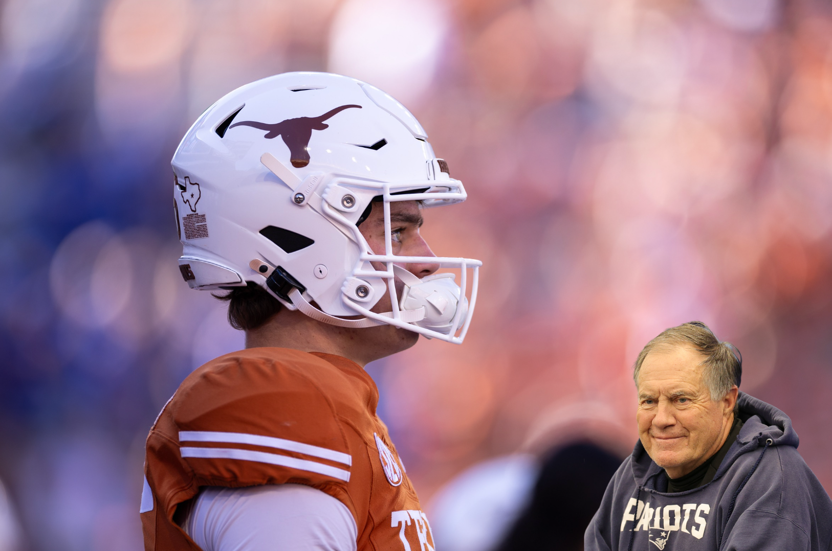 Texans QB Arch Manning and UNC's new head coach Bill Belichick
