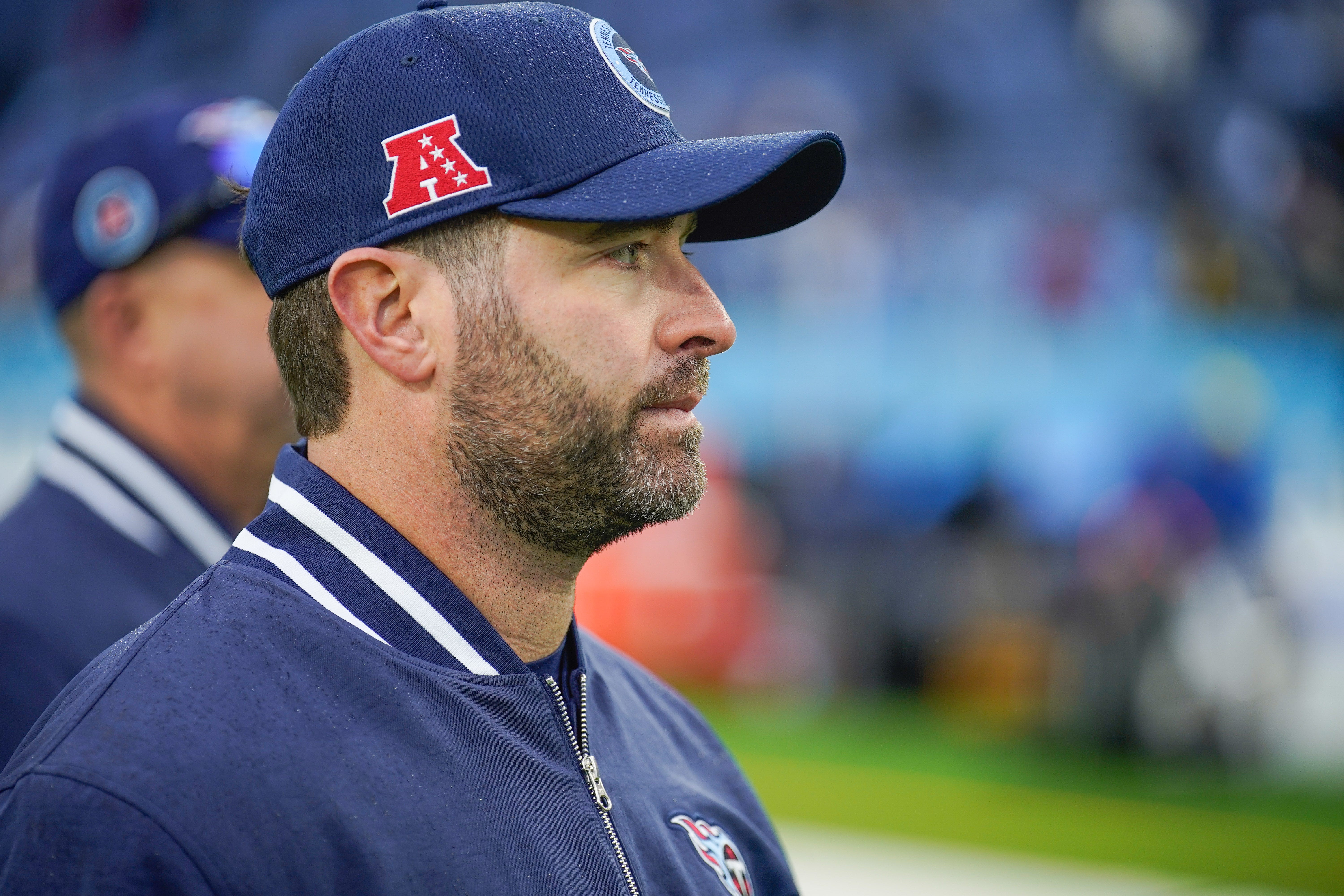 Tennessee Titans head coach Brian Callahan walks off the field after the game at Nissan Stadium in Nashville, Tenn., Sunday, Dec. 8, 2024.