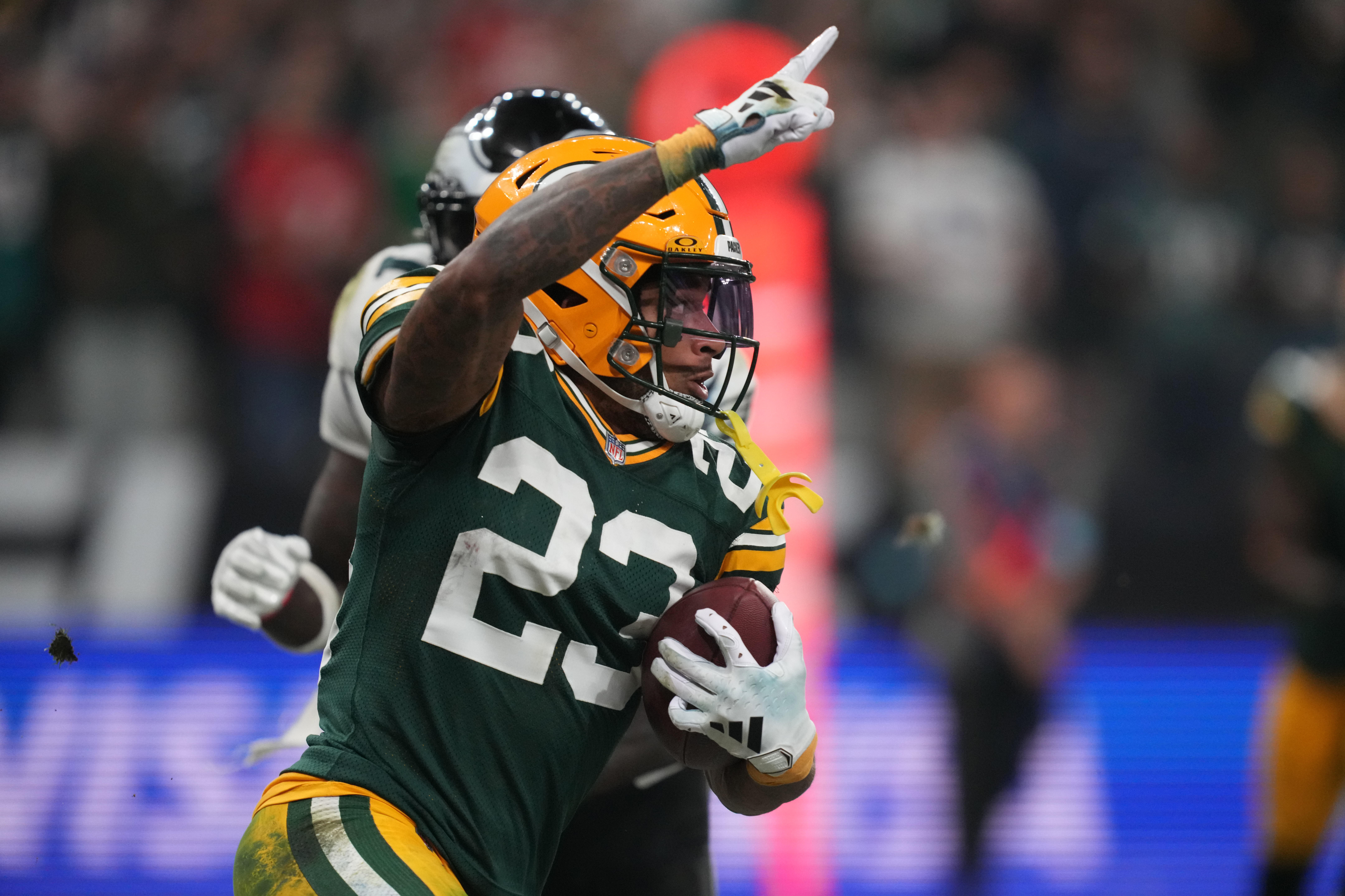 Green Bay Packers cornerback Jaire Alexander (23) runs during the second half against the Philadelphia Eagles at Neo Quimica Arena.