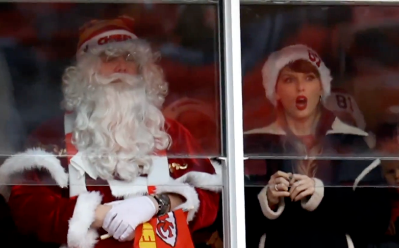 Taylor Swift attends the Kansas City Chiefs 2023 Christmas game.