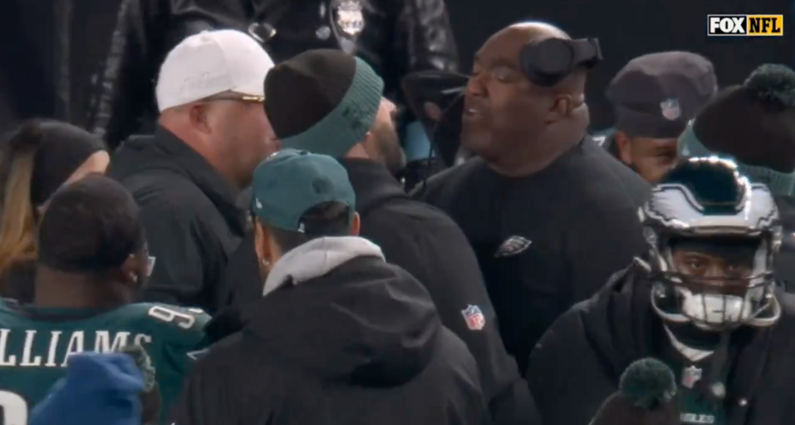 Philadelphia Eagles head coach Nick Sirianni gets in heated sidelined exchange with defensive line coach