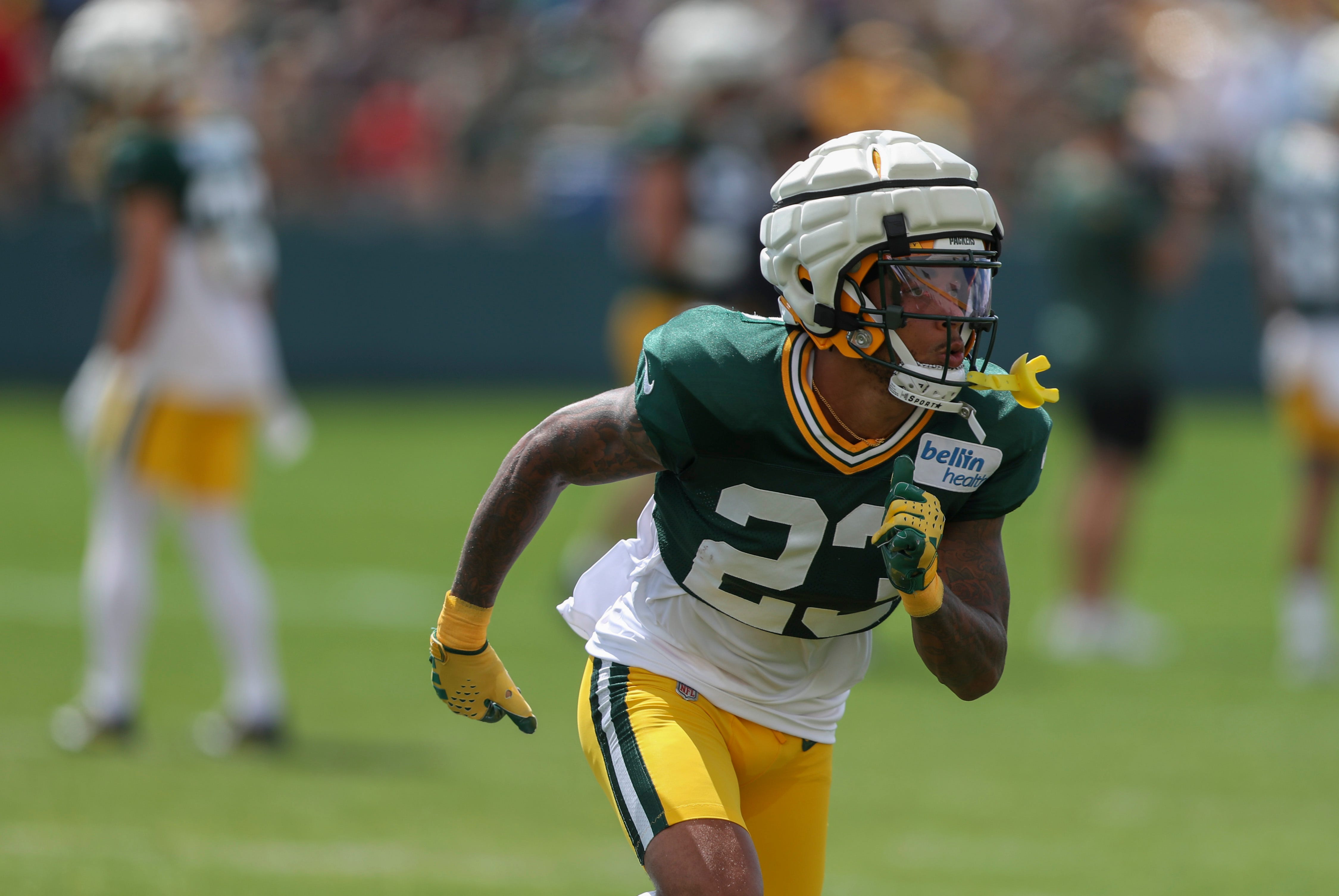 Green Bay Packers cornerback Jaire Alexander continued his strong camp with a pair of big plays, including an interception, Wednesday.