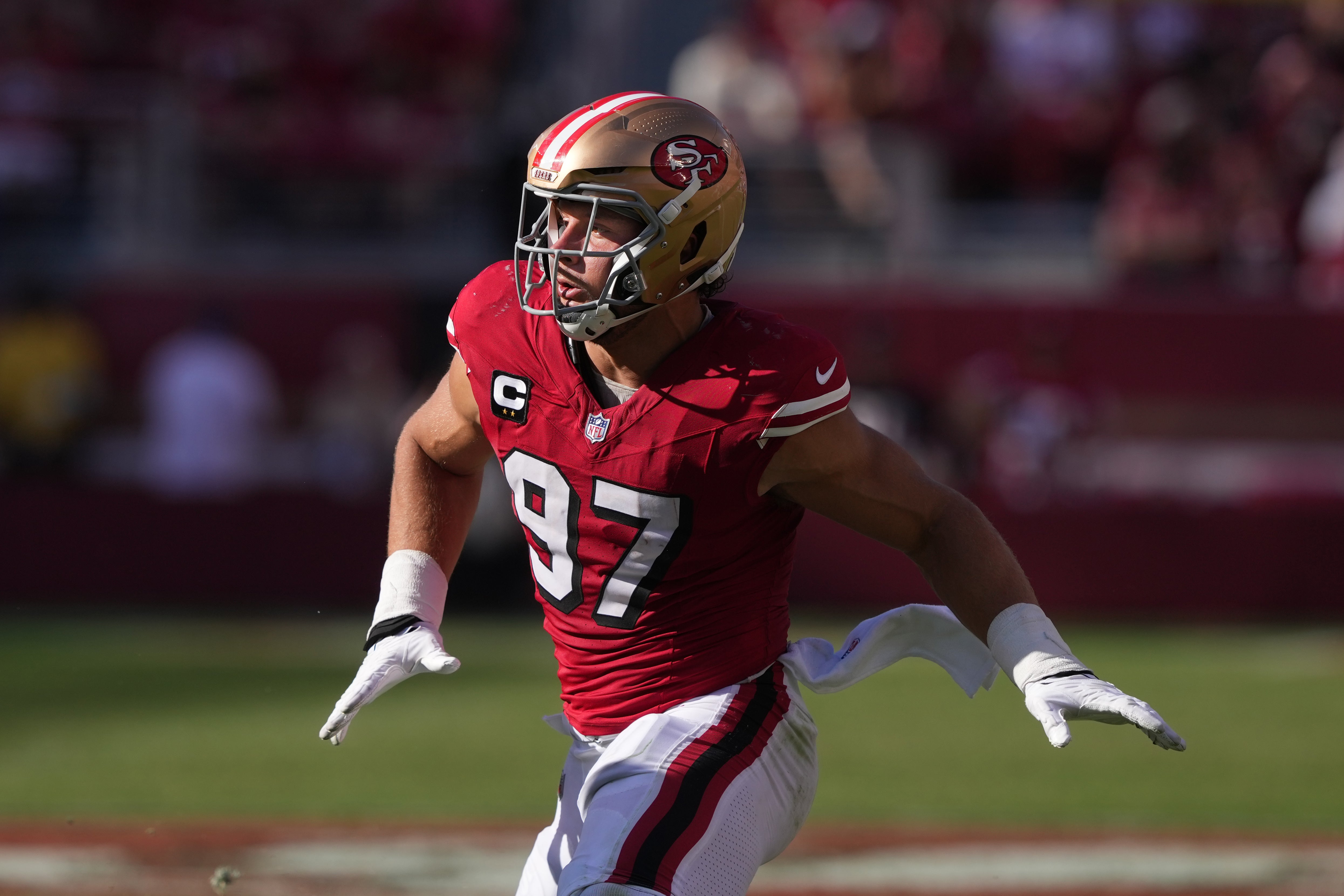 San Francisco 49ers defensive end Nick Bosa (97) during the fourth quarter against the Arizona Cardinals at Levi's Stadium.