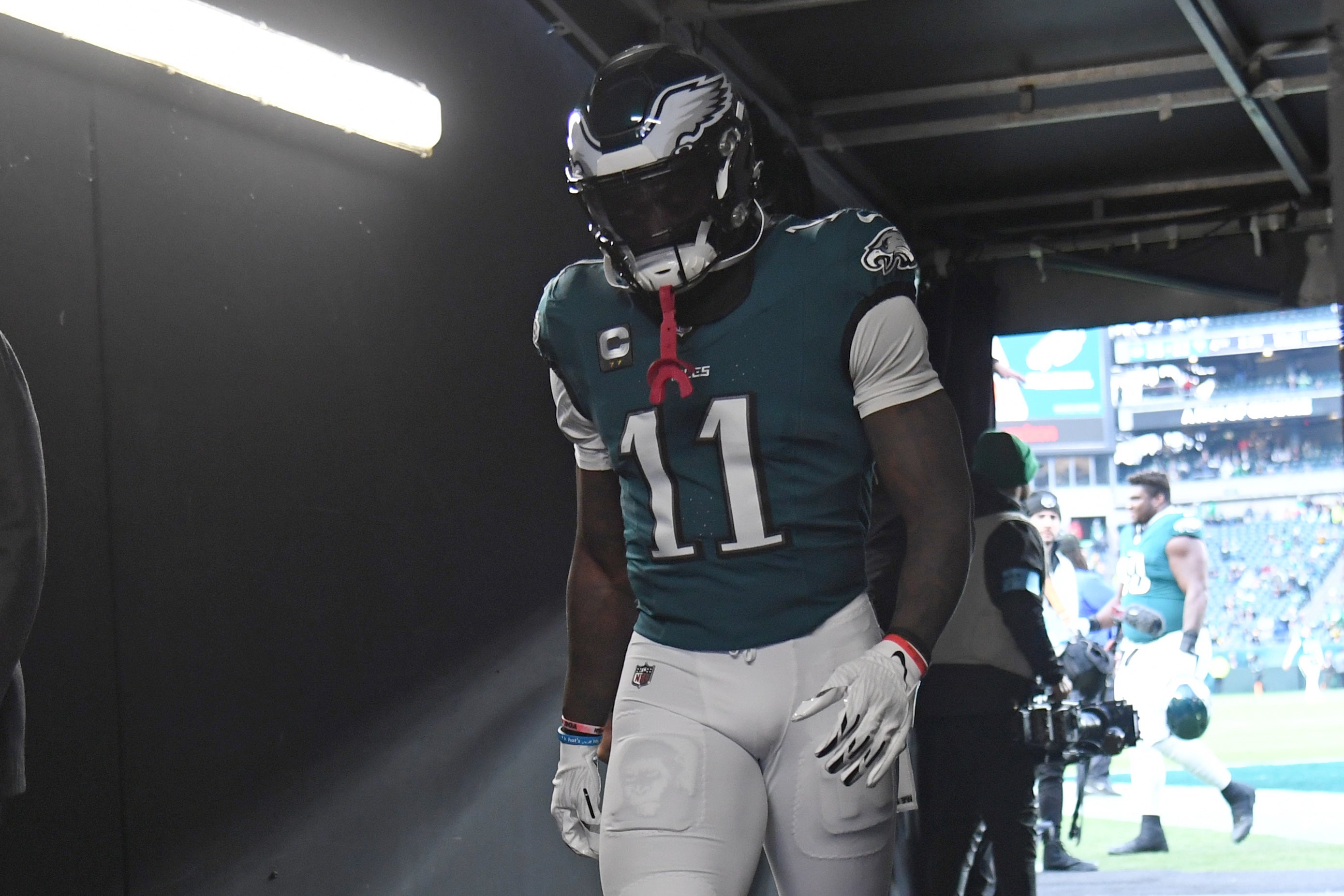 Philadelphia Eagles wide receiver A.J. Brown (11) in the tunnel against the Pittsburgh Steelers at Lincoln Financial Field.
