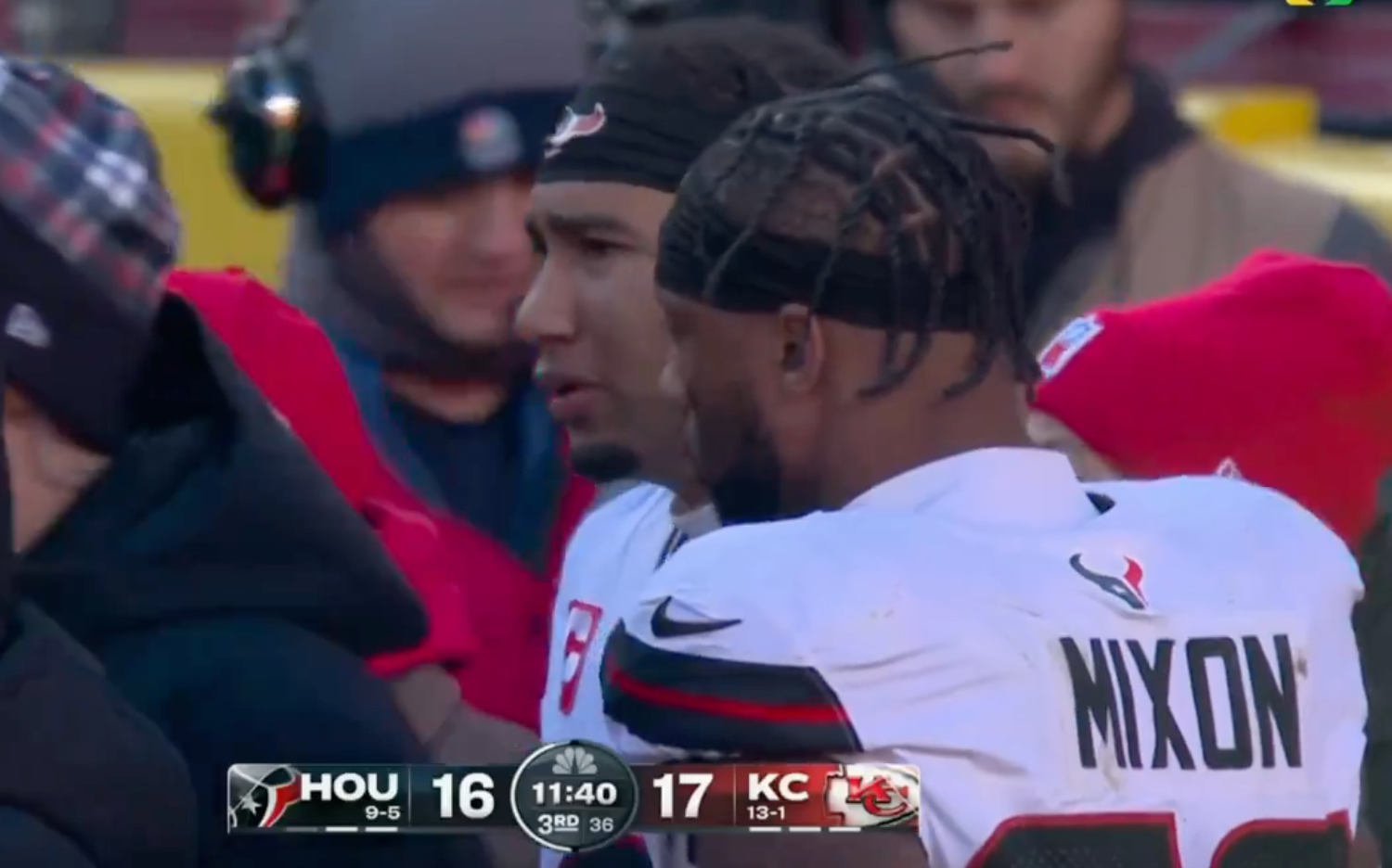 CJ Stroud is very emotional on the sidelines after Tank Dell is taken off in an ambulance.