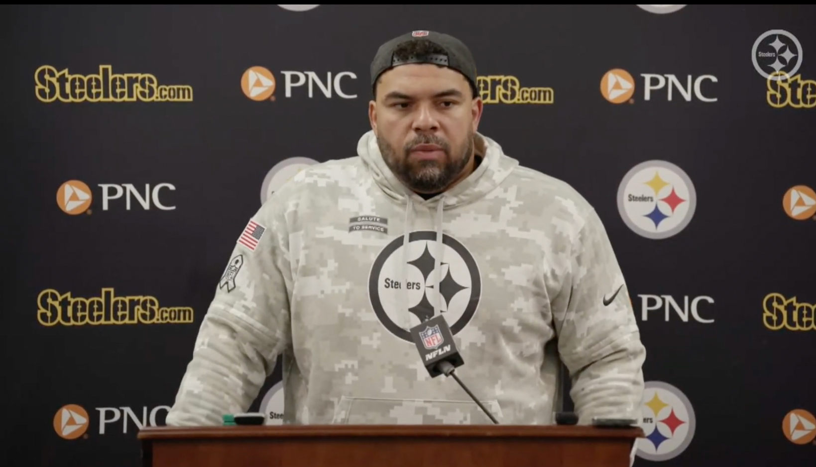 Pittsburgh Steelers DL Cam Heyward addresses the media following 34-17 week 16 of 2024 season loss against the Baltimore Ravens