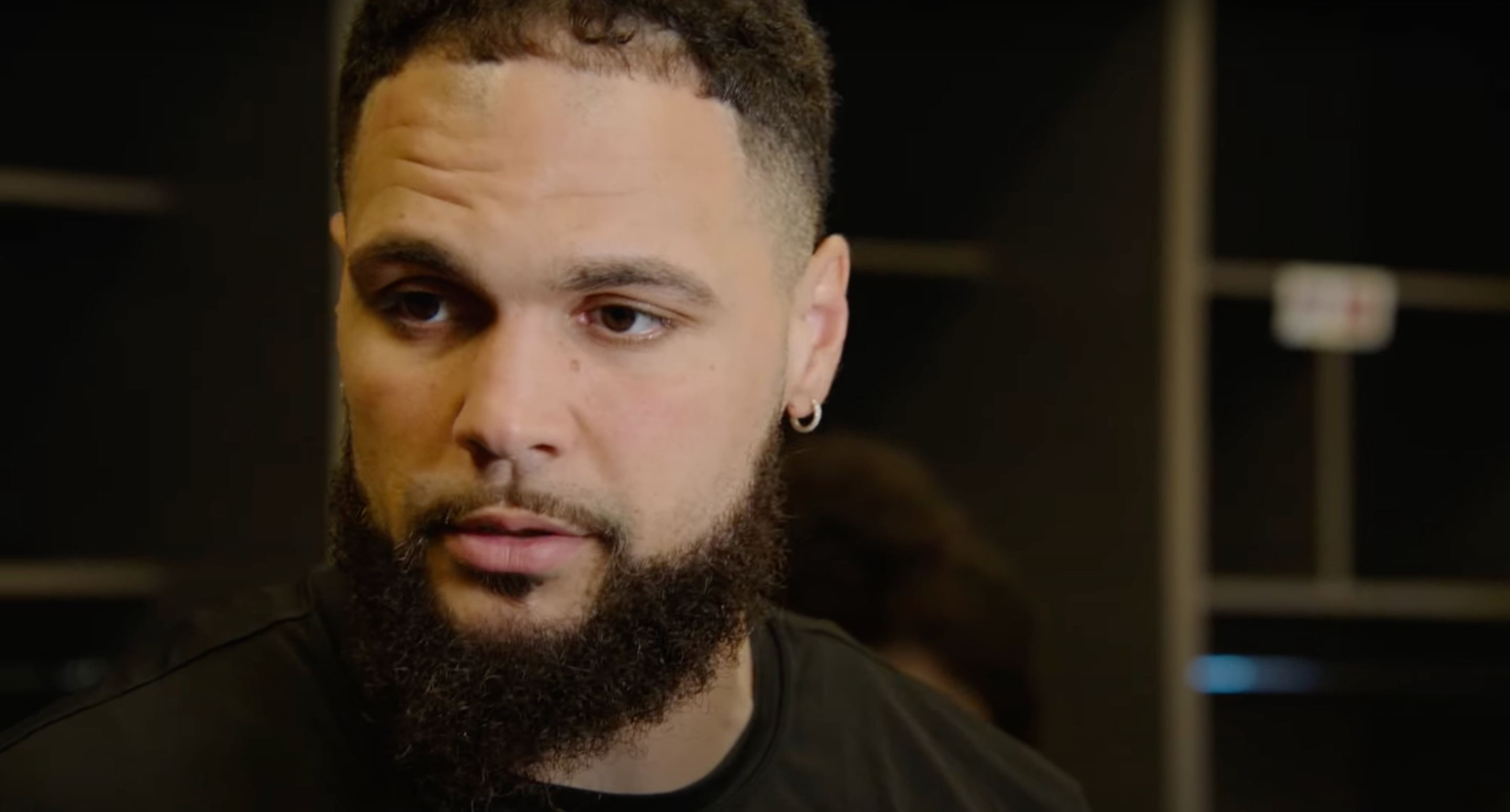 Mike Evans talks to the media after the Bucs' loss to the Cowboys.