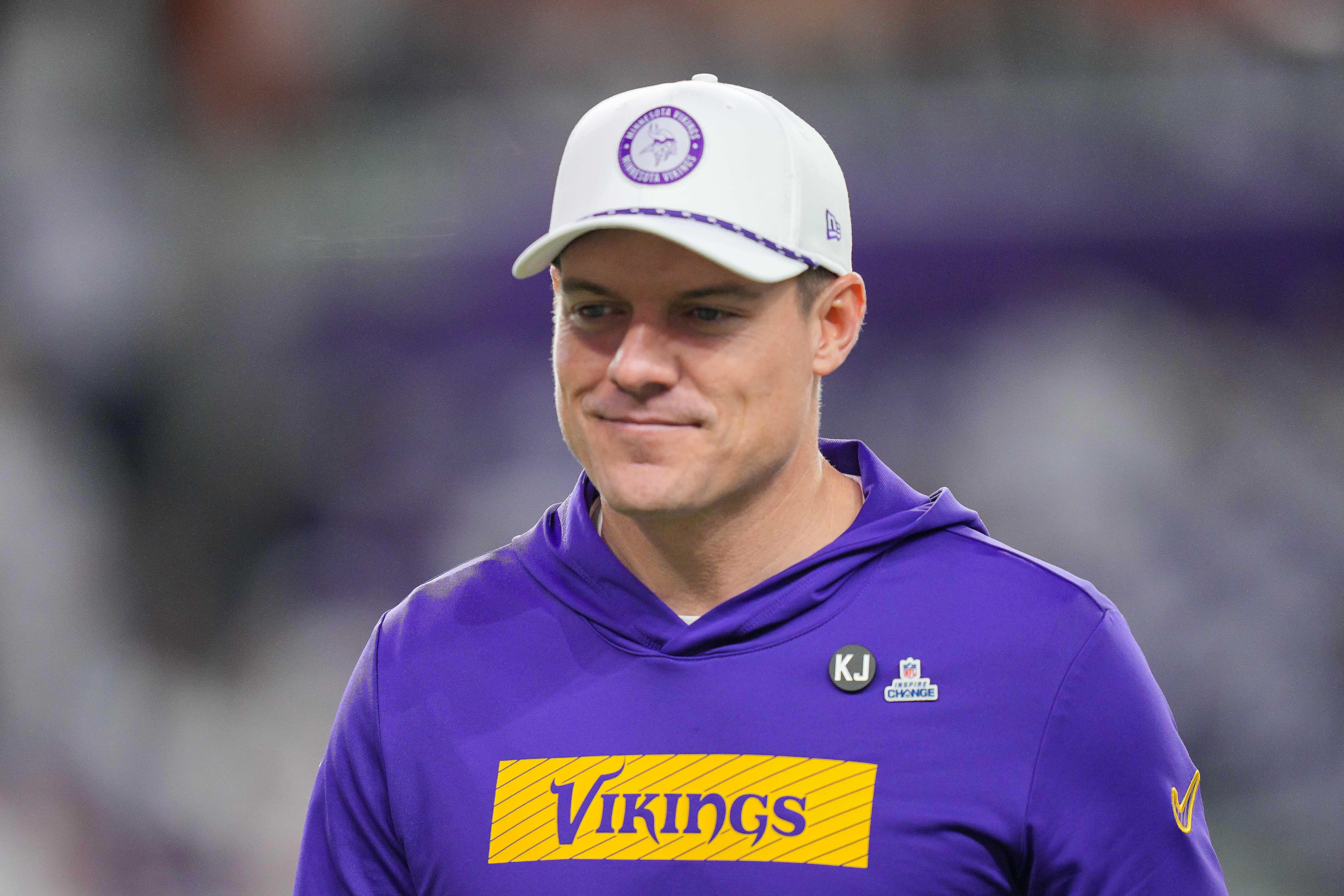 Dec 16, 2024; Minneapolis, Minnesota, USA; Minnesota Vikings head coach Kevin O'Connell before the game against the Chicago Bears at U.S. Bank Stadium.