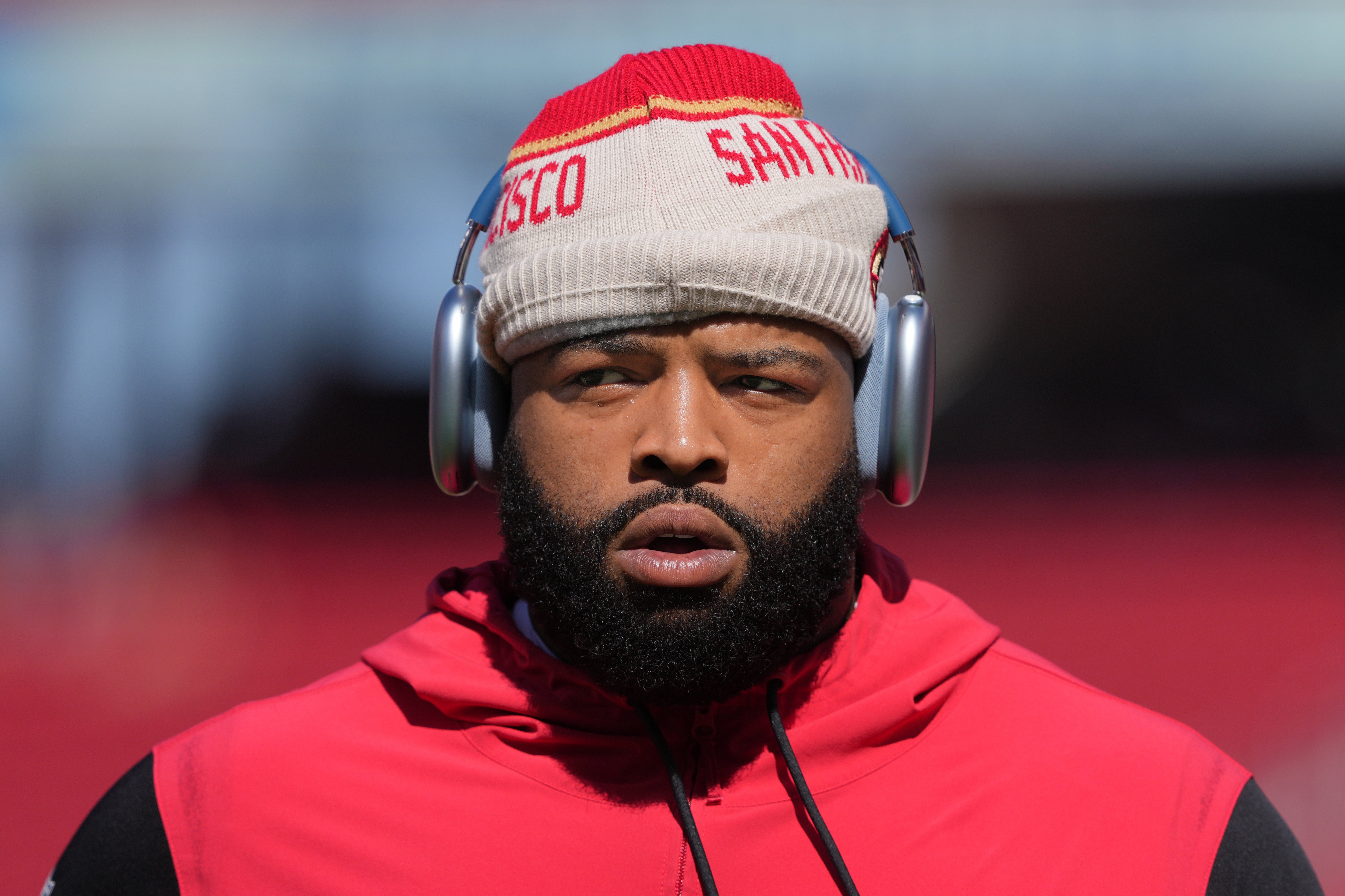 San Francisco 49ers offensive tackle Trent Williams (71) before the game against the Arizona Cardinals at Levi's Stadium.