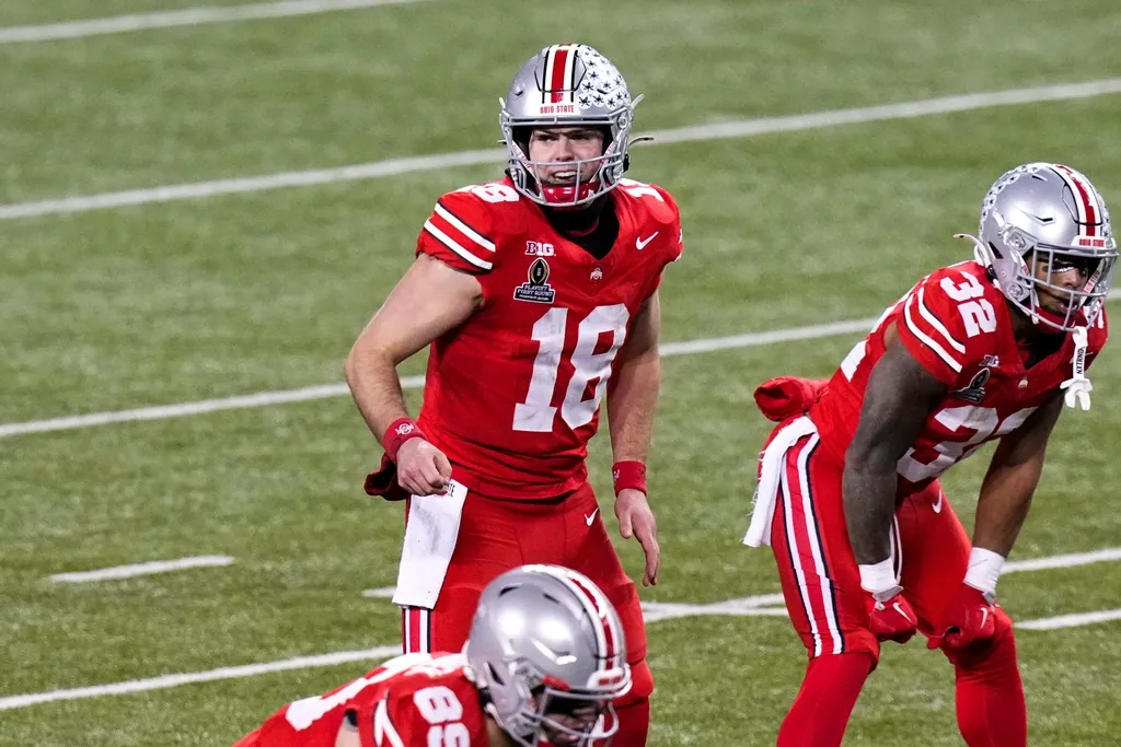 Ohio State Buckeyes quarterback Will Howard (18) yells to his teammates in the second half at Ohio Stadium on Saturday, Dec. 21, 2024 in Columbus, Ohio