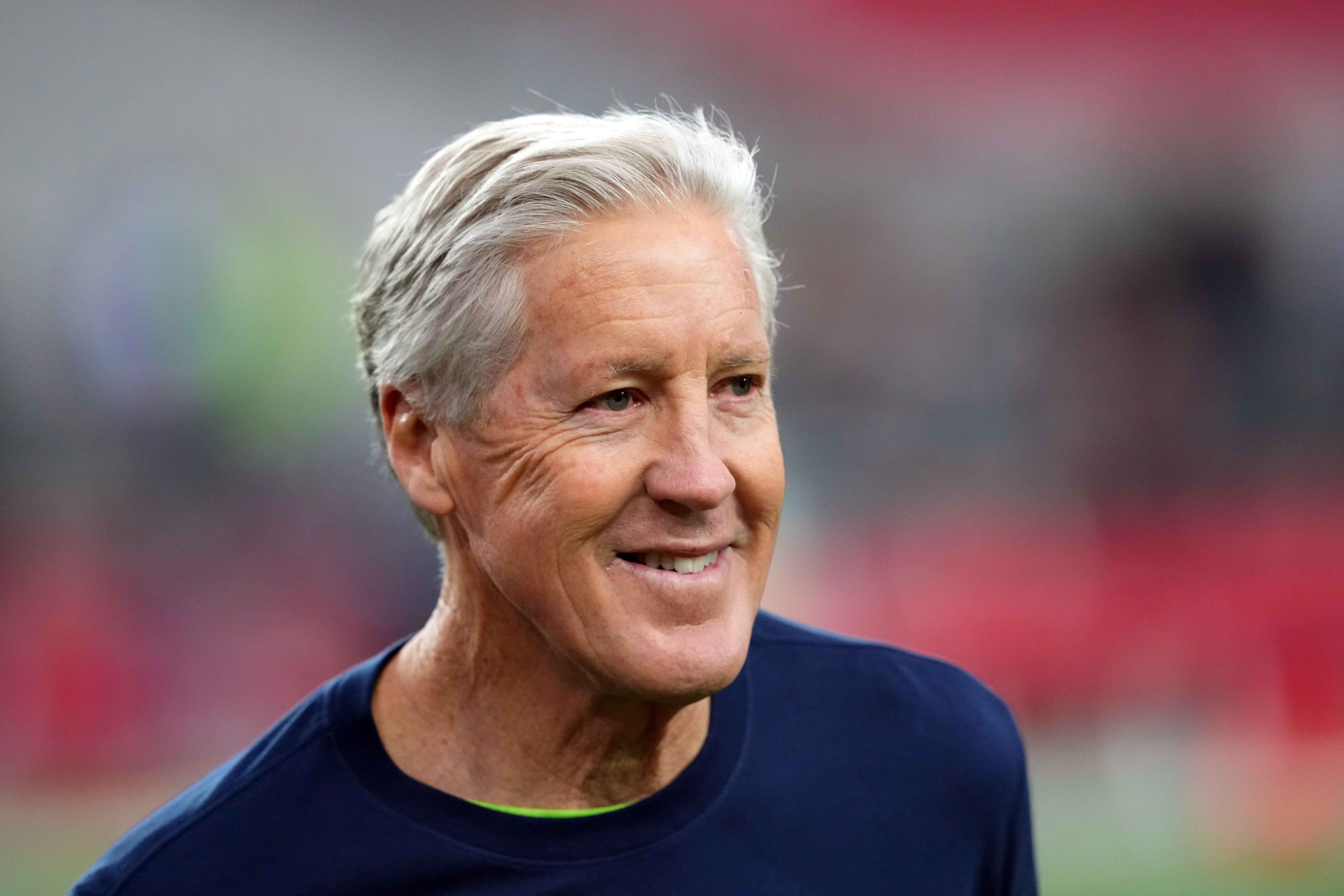 Jan 7, 2024; Glendale, Arizona, USA; Seattle Seahawks head coach Pete Carroll looks on prior to facing the against the Arizona Cardinals at State Farm Stadium.