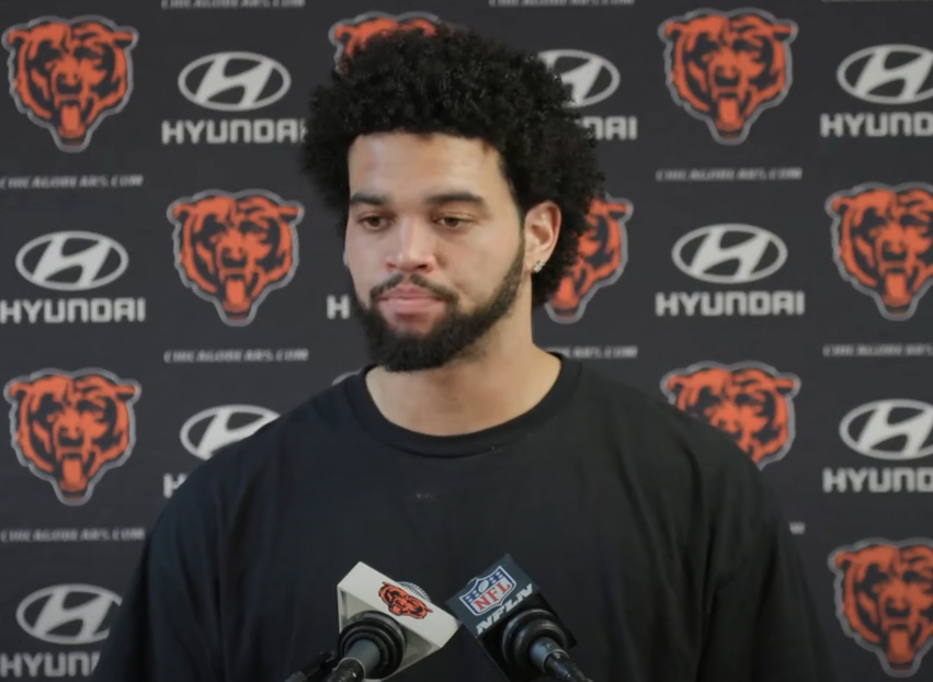 Caleb Williams addresses the media following Thursday Night loss to the Seattle Seahawks.