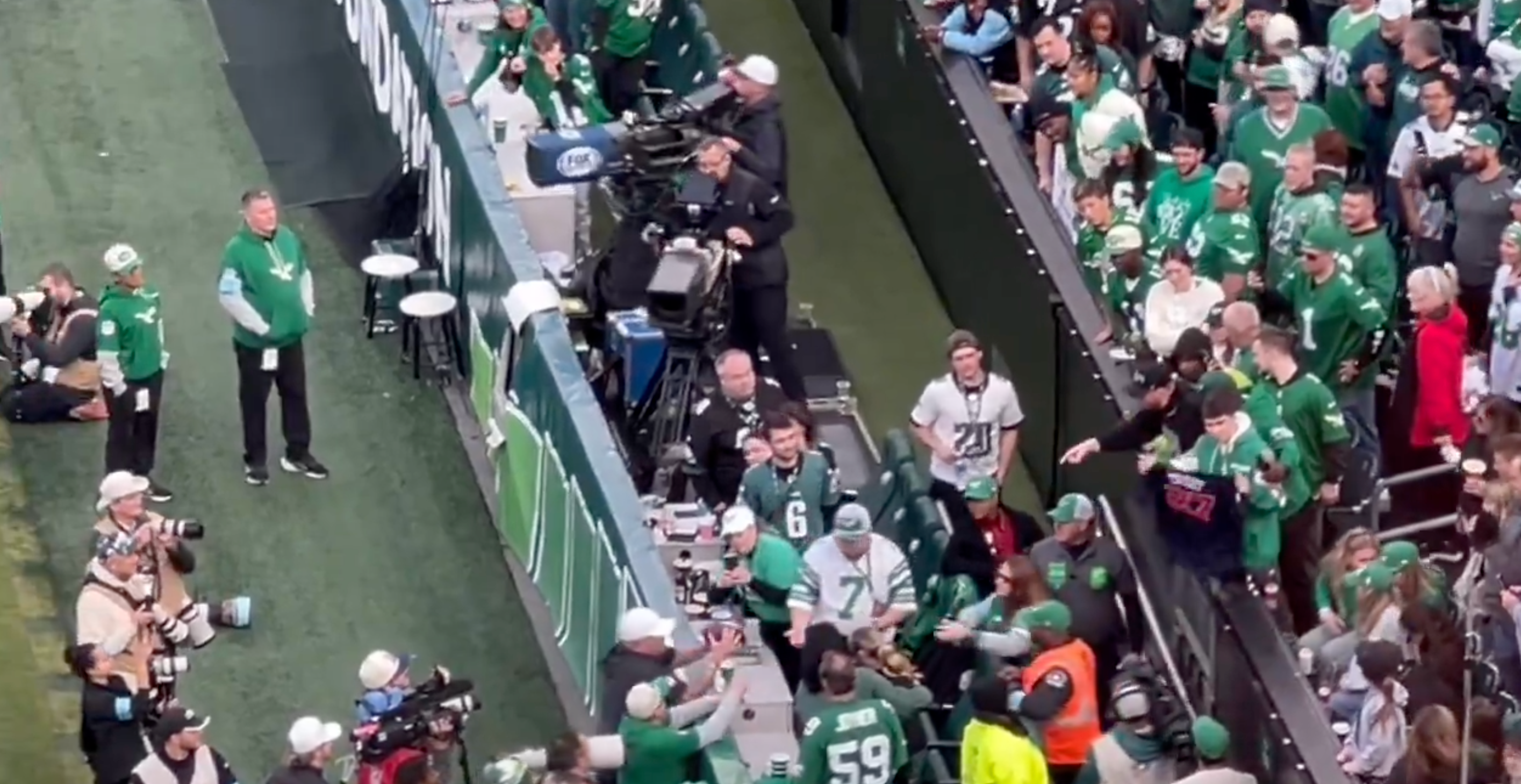 Big Dom gets Tanner McKee's first career touchdown ball back from Eagles fans