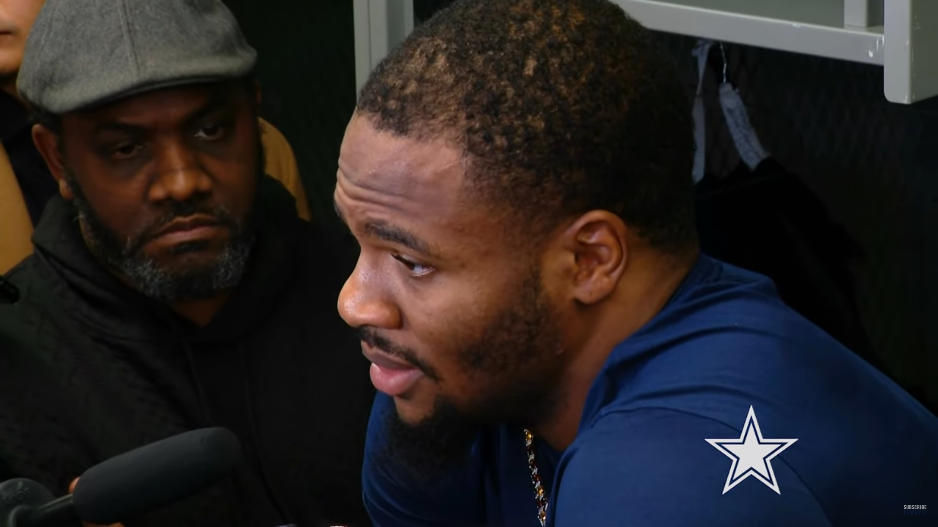 Dallas Cowboys' Micah Parsons talks to reporters following loss to Philadelphia Eagles in Week 17.