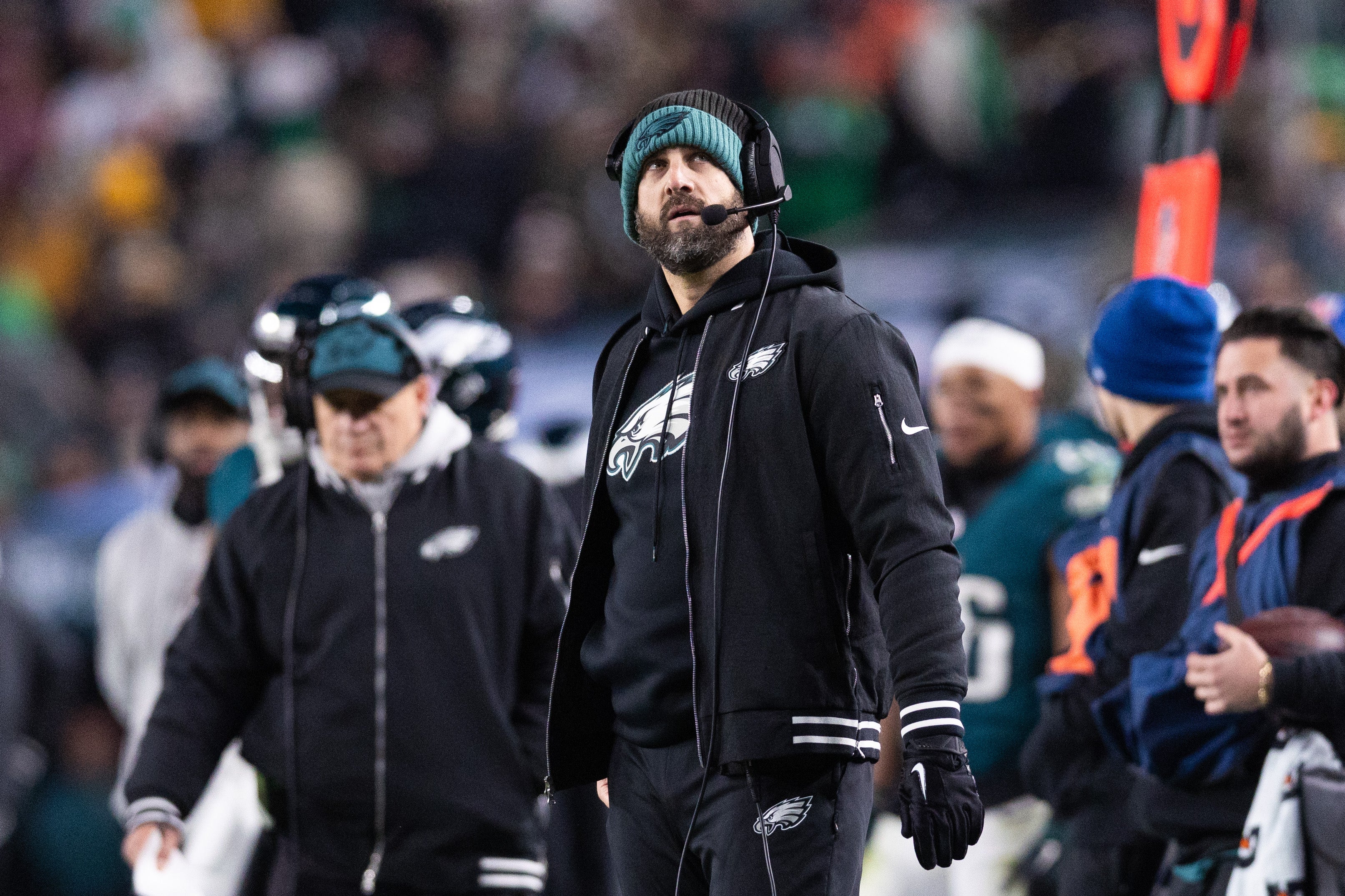 Philadelphia Eagles head coach Nick Sirianni looks on against the Pittsburgh Steelers at Lincoln Financial Field.