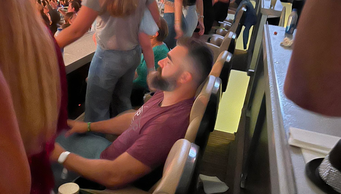 Jason Kelce appears to fall asleep during Taylor Swift's Eras Tour.