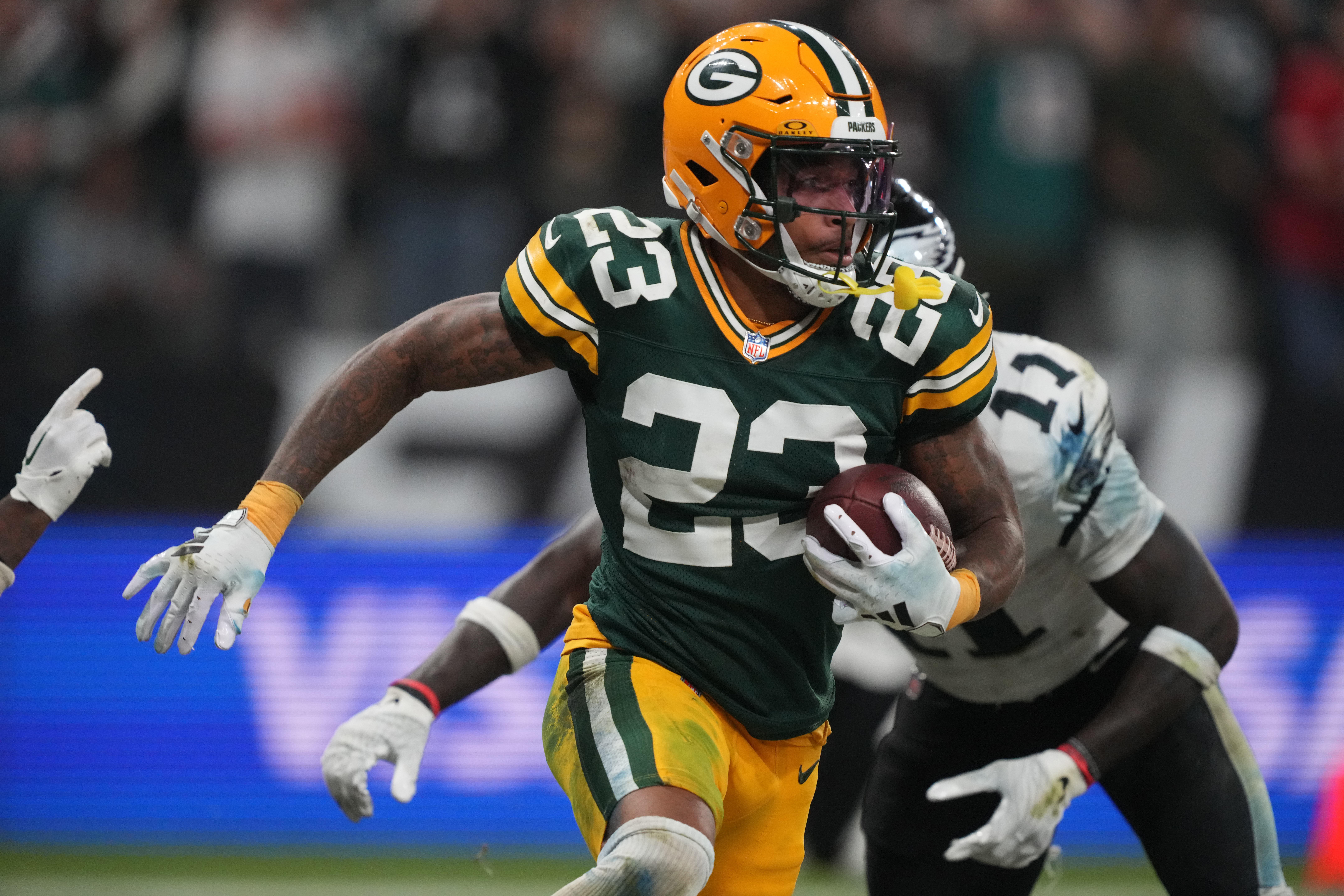 Green Bay Packers cornerback Jaire Alexander (23) runs during the second half against the Philadelphia Eagles at Neo Quimica Arena.