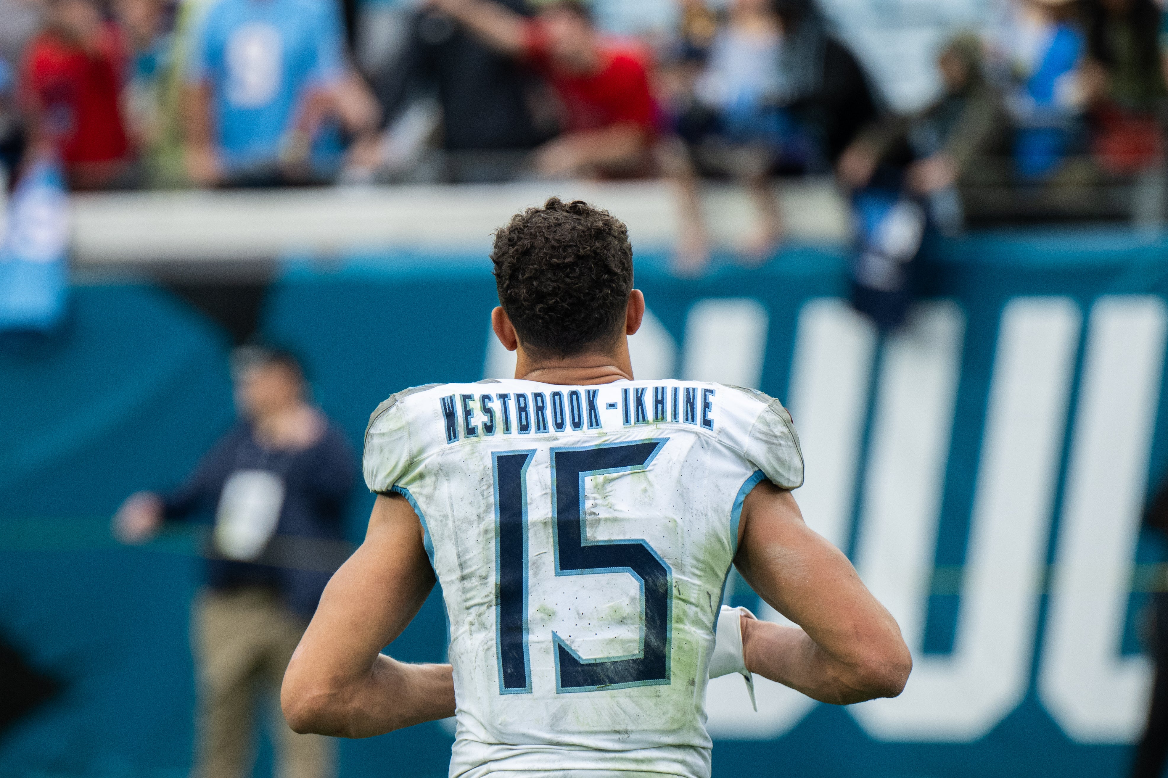 NFL: Tennessee Titans at Jacksonville Jaguars Tennessee Titans wide receiver Nick Westbrook-Ikhine (15) runs off the field after the game against the Jacksonville Jaguars at EverBank Stadium. Jeremy Reper-Imagn Images