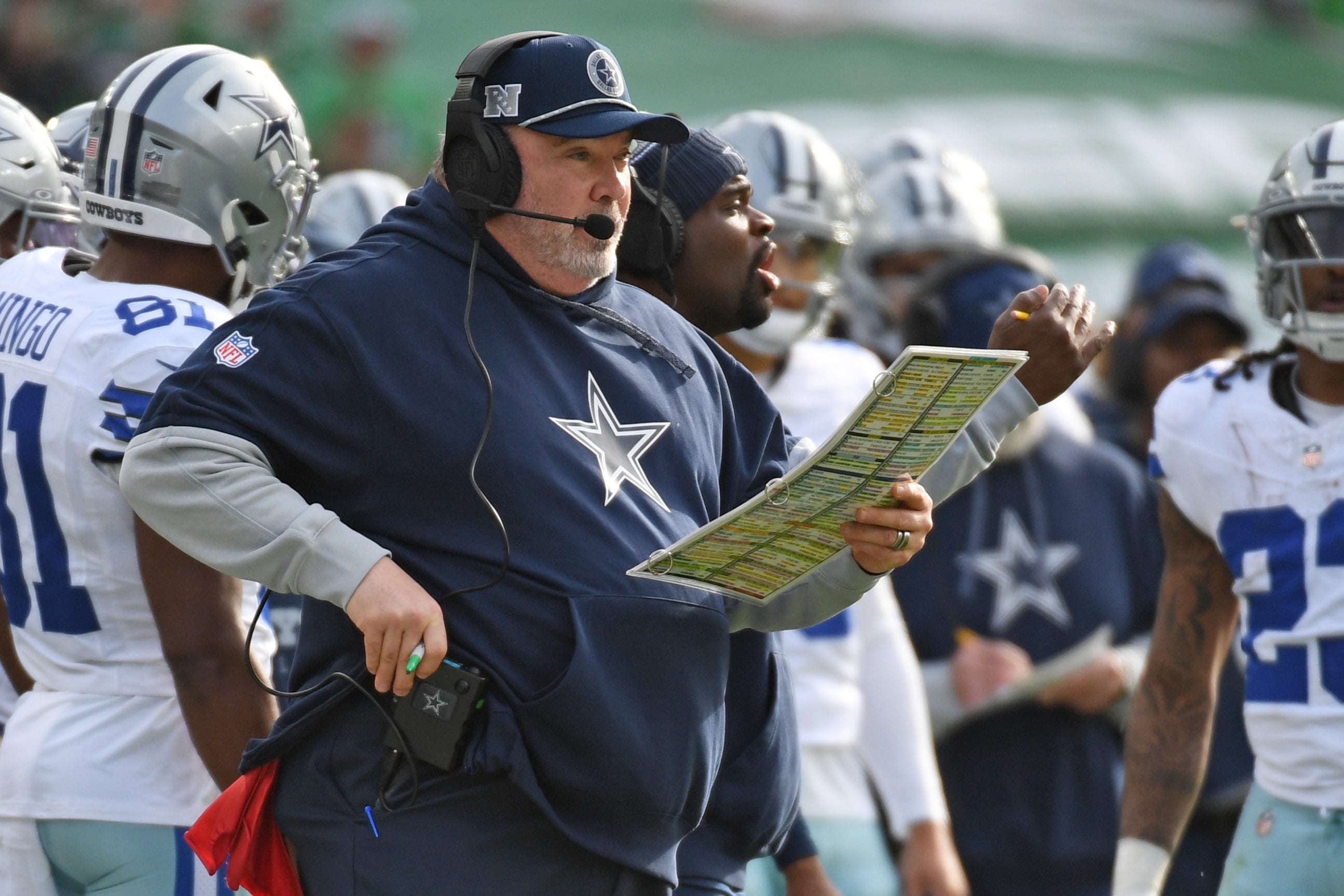 Dallas Cowboys head coach Mike McCarthy on the sidelines against the Philadelphia Eagles at Lincoln Financial Field.