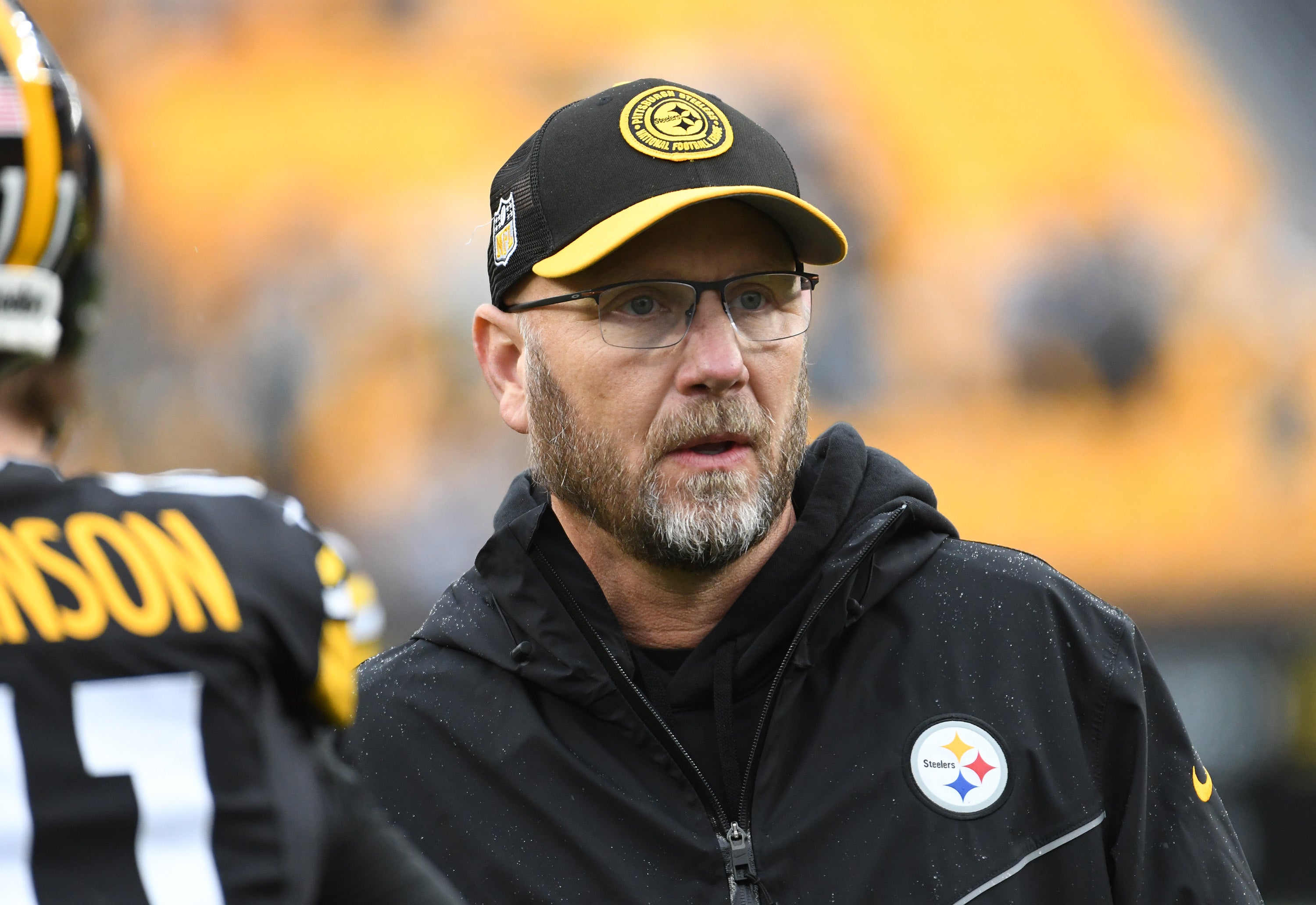 Oct 29, 2023; Pittsburgh, Pennsylvania, USA; Pittsburgh Steelers offensive coordinator Matt Canada before playing the Jacksonville Jaguars at Acrisure Stadium.