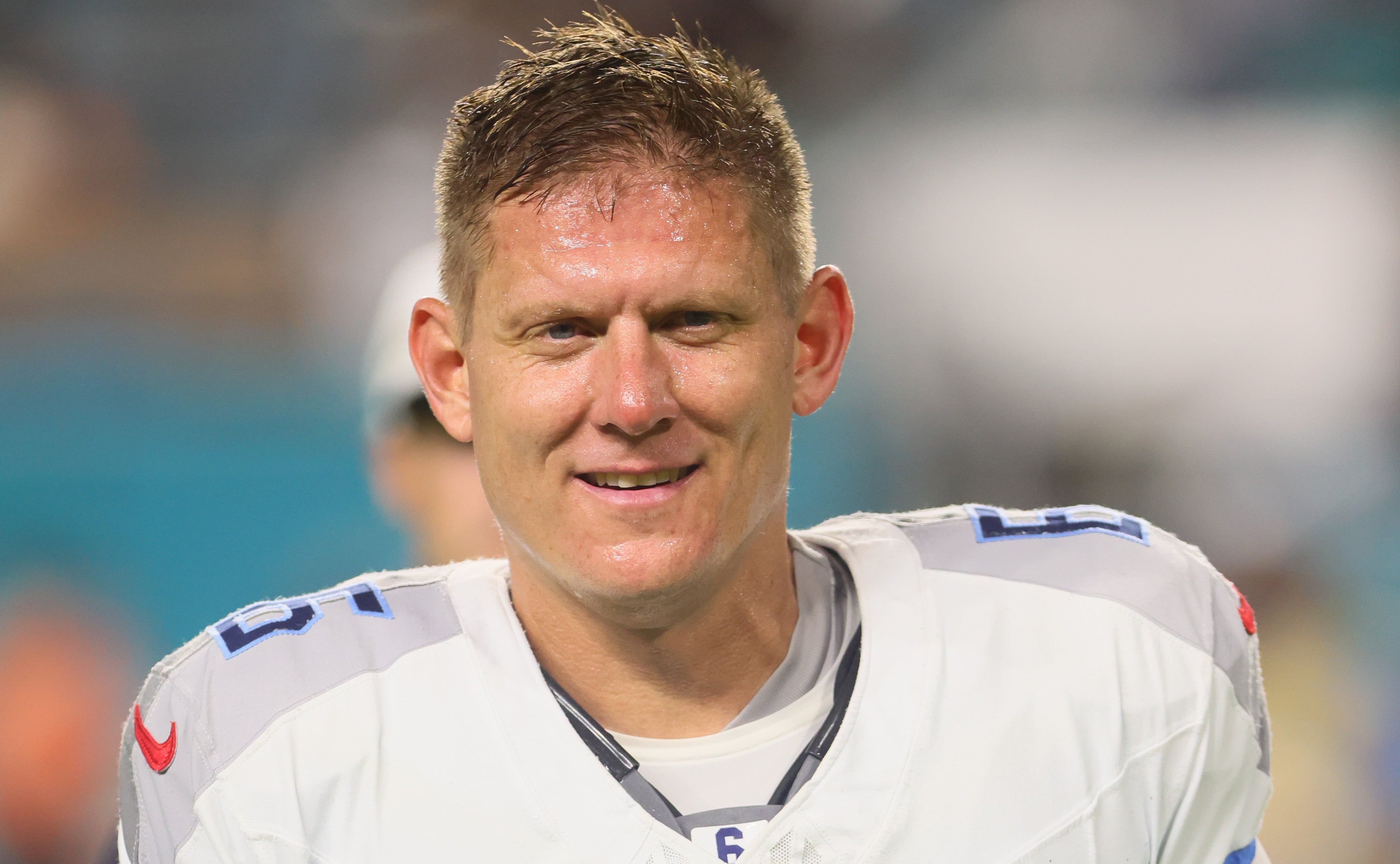 Tennessee Titans place kicker Nick Folk (6) looks on after the game against the Miami Dolphins at Hard Rock Stadium. Sam Navarro-Imagn Images