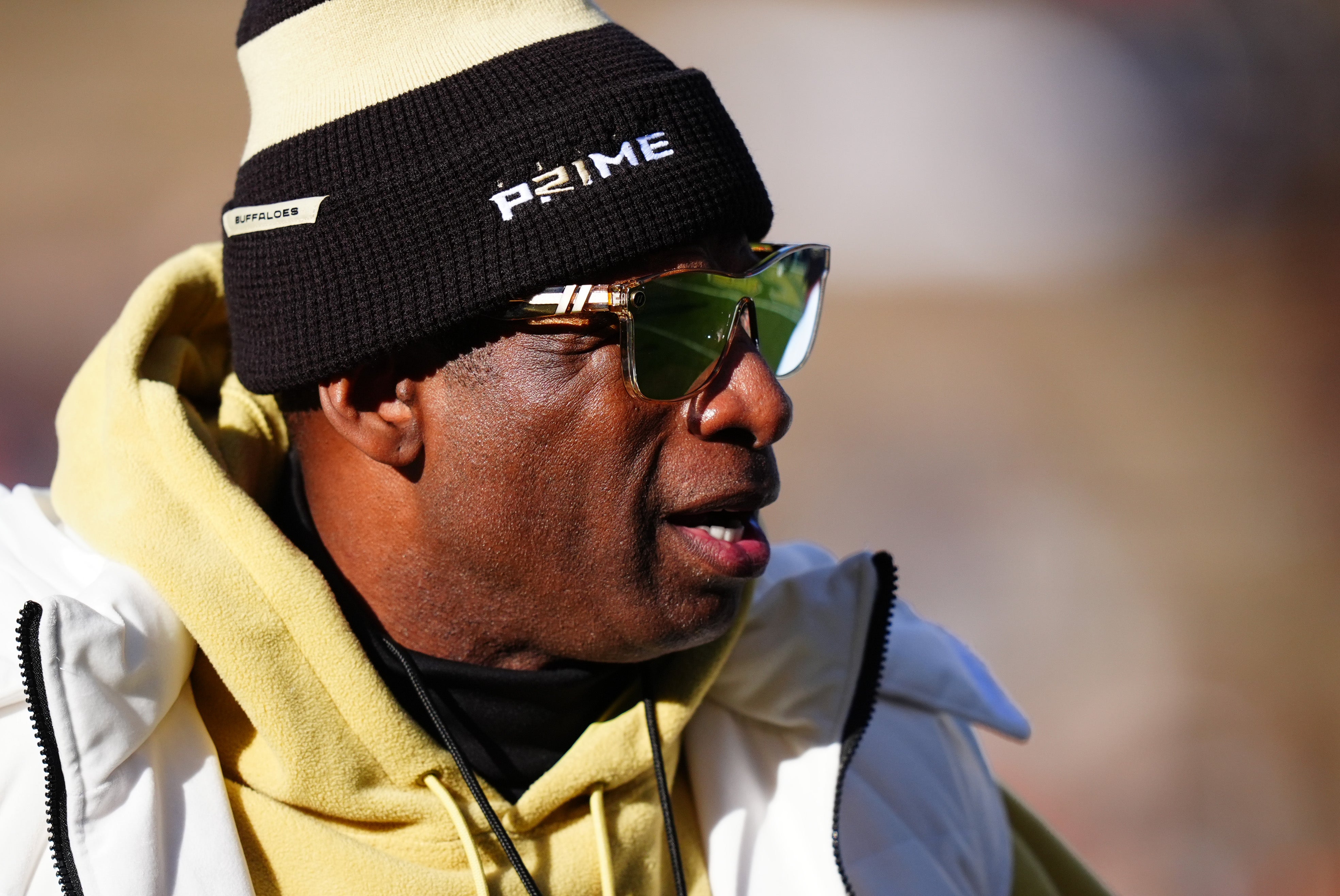 Colorado Buffaloes head coach Deion Sanders before the game against the Oklahoma State Cowboys at Folsom Field. Ron Chenoy-Imagn Images