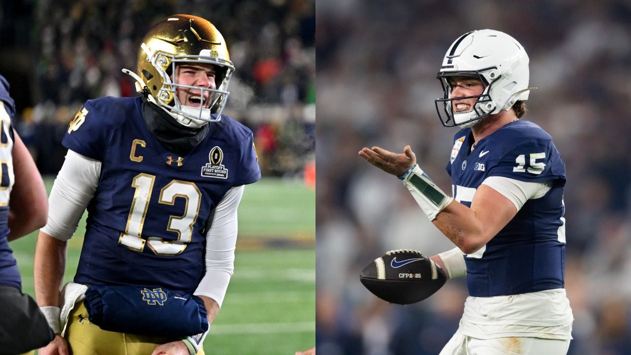 Notre Dame QB Riley Leonard and Penn State QB Drew Allar