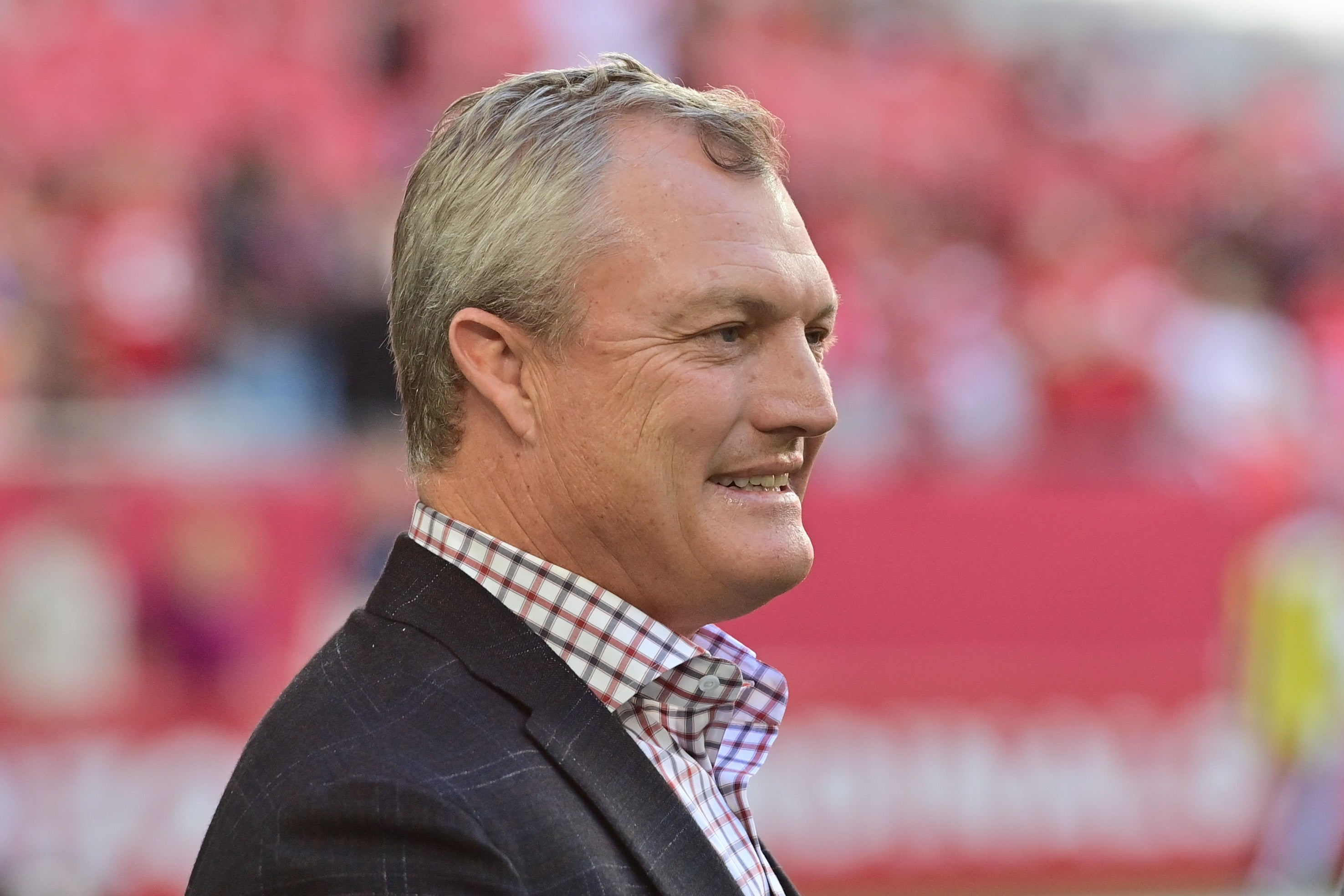 San Francisco 49ers general manager John Lynch looks on prior to the game against the Arizona Cardinals at State Farm Stadium.