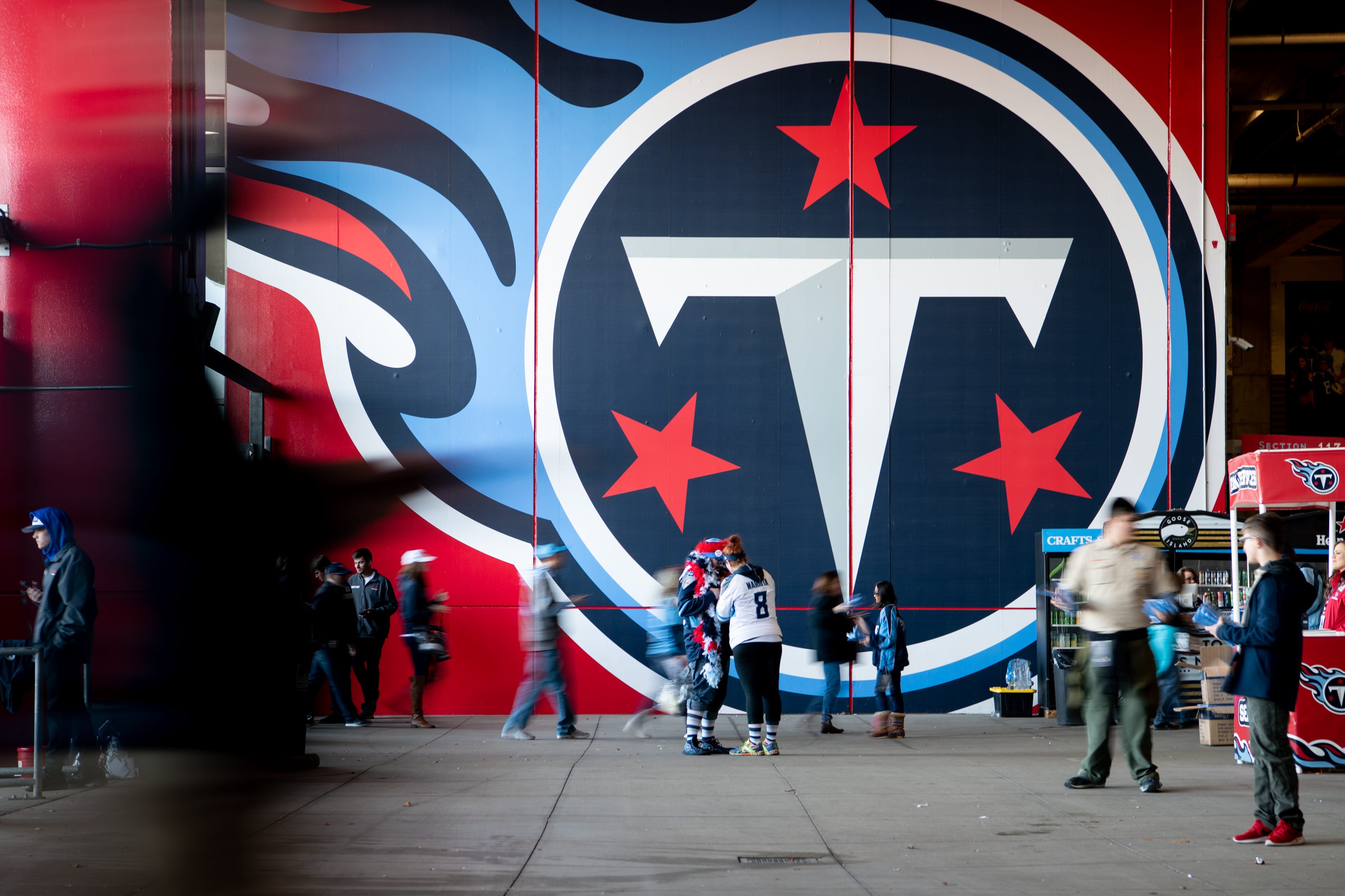 Fans arrive before a game between the Tennessee Titans and the Jacksonville Jaguars at Nissan Stadium in Nashville, Tenn., Sunday, Nov. 24, 2019. Titans Jags Aan 112419 00 Andrew Nelles / Tennessean.com-Imagn Content Services, LLC