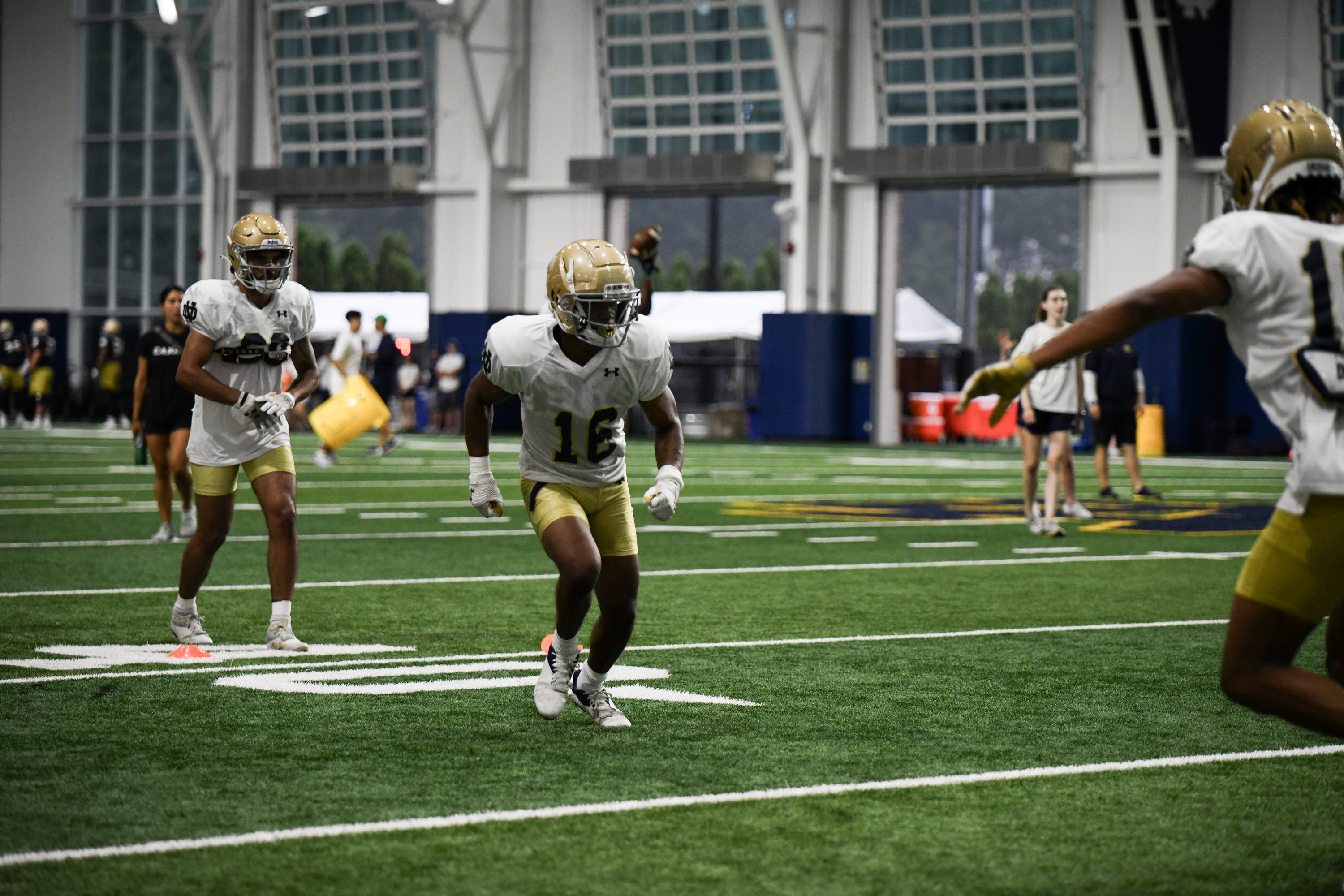 Micah Bell CB of the Fighting Irish at practice at the Fighting Irish Athletic Center at Notre Dame on Thursday July 27, 2023.