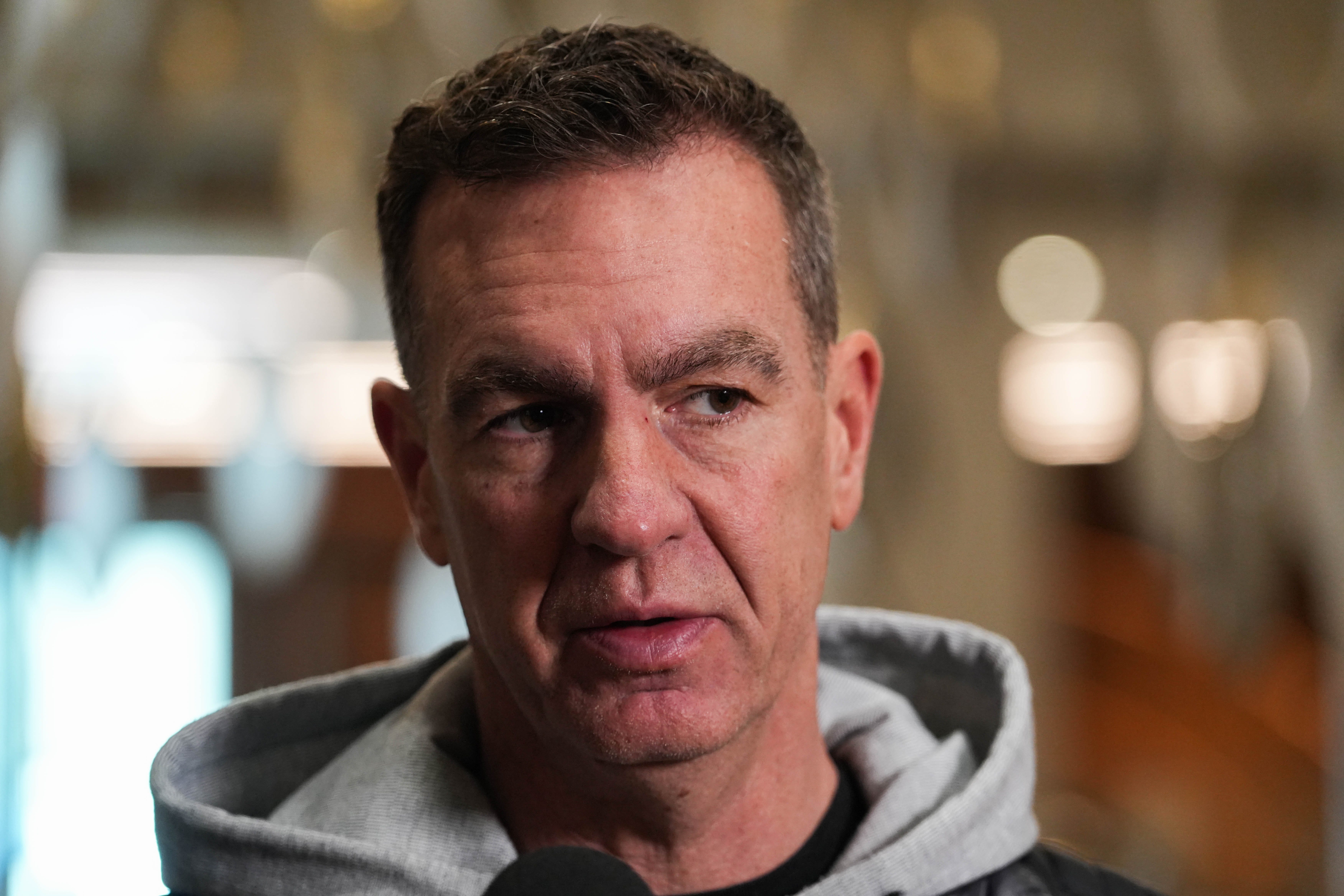 Former Bengals Defensive Coordinator Lou Anarumo speaks at the 2024 NFL Combine.