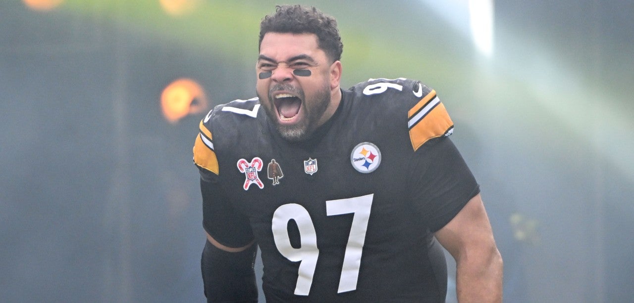 Dec 25, 2024; Pittsburgh, Pennsylvania, USA; Pittsburgh Steelers defensive tackle Cameron Heyward (97) takes the field against the Kansas City Chiefs at Acrisure Stadium.