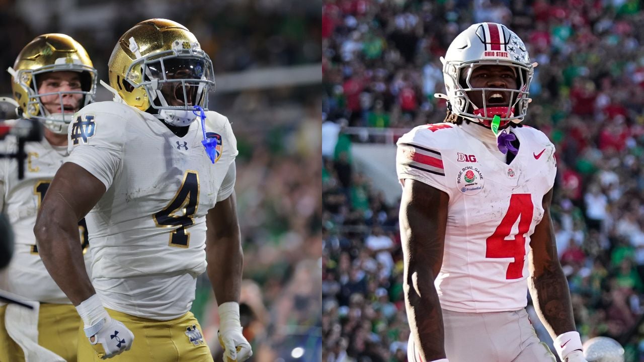 Jeremiyah Love (RB, Notre Dame) and Jeremiah Smith (WR, Ohio State)